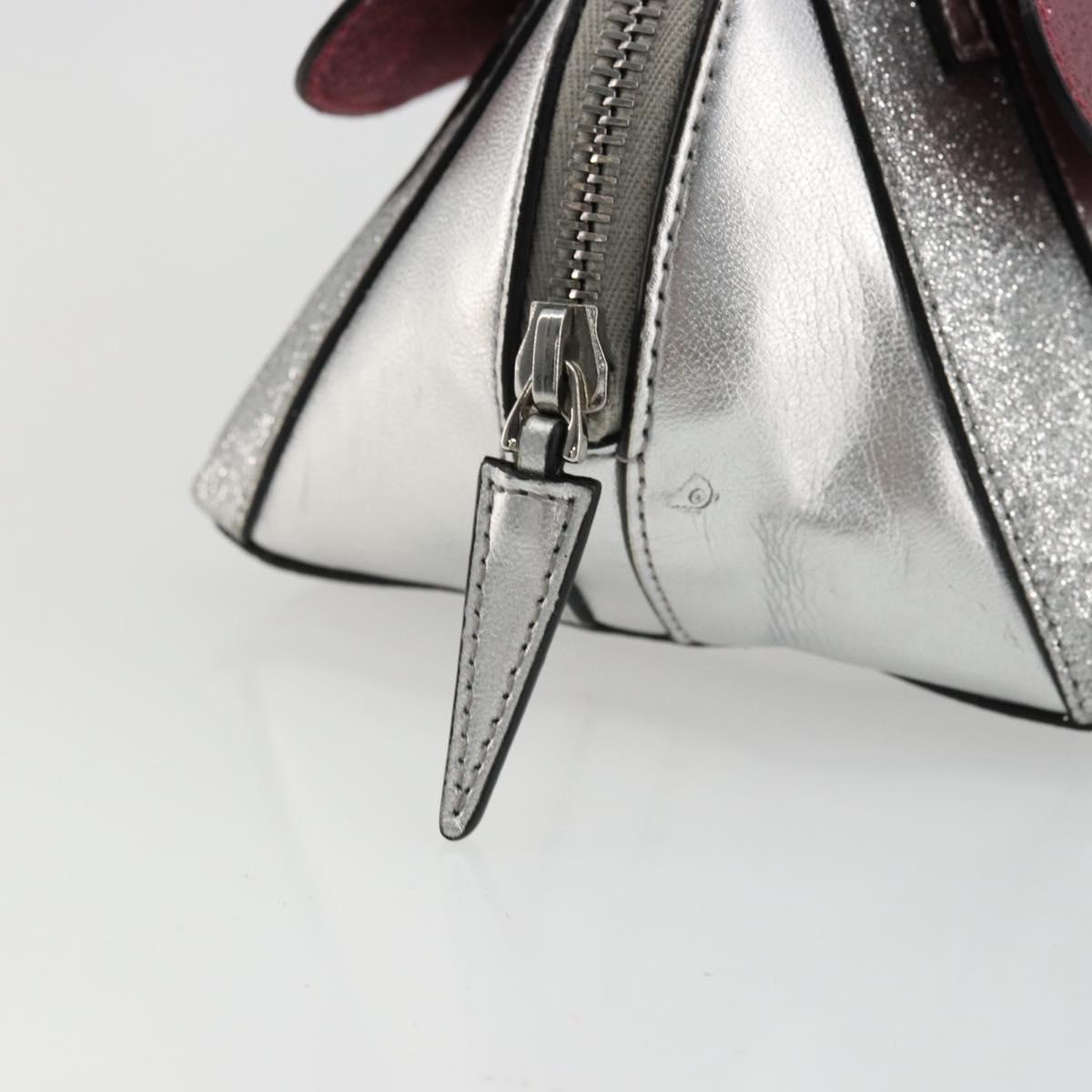 GUCCI Children's Hand Bag Leather Silver Auth 177083A