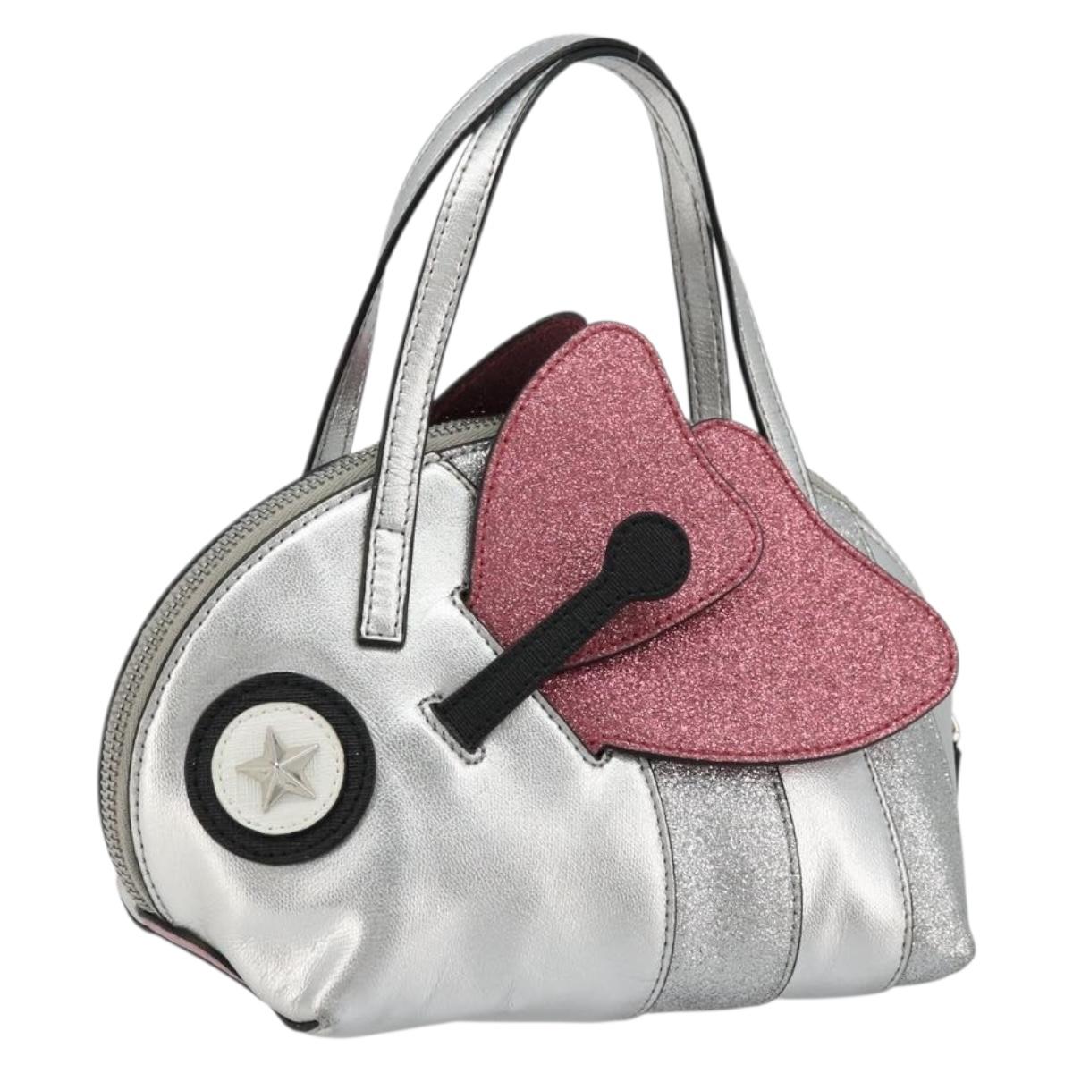 GUCCI Children's Hand Bag Leather Silver Auth 177083A