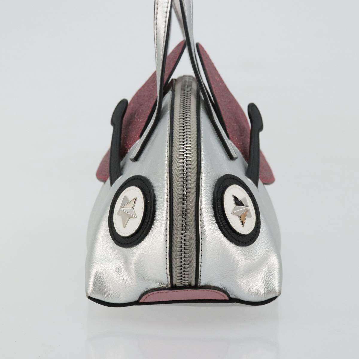 GUCCI Children's Hand Bag Leather Silver Auth 177083A