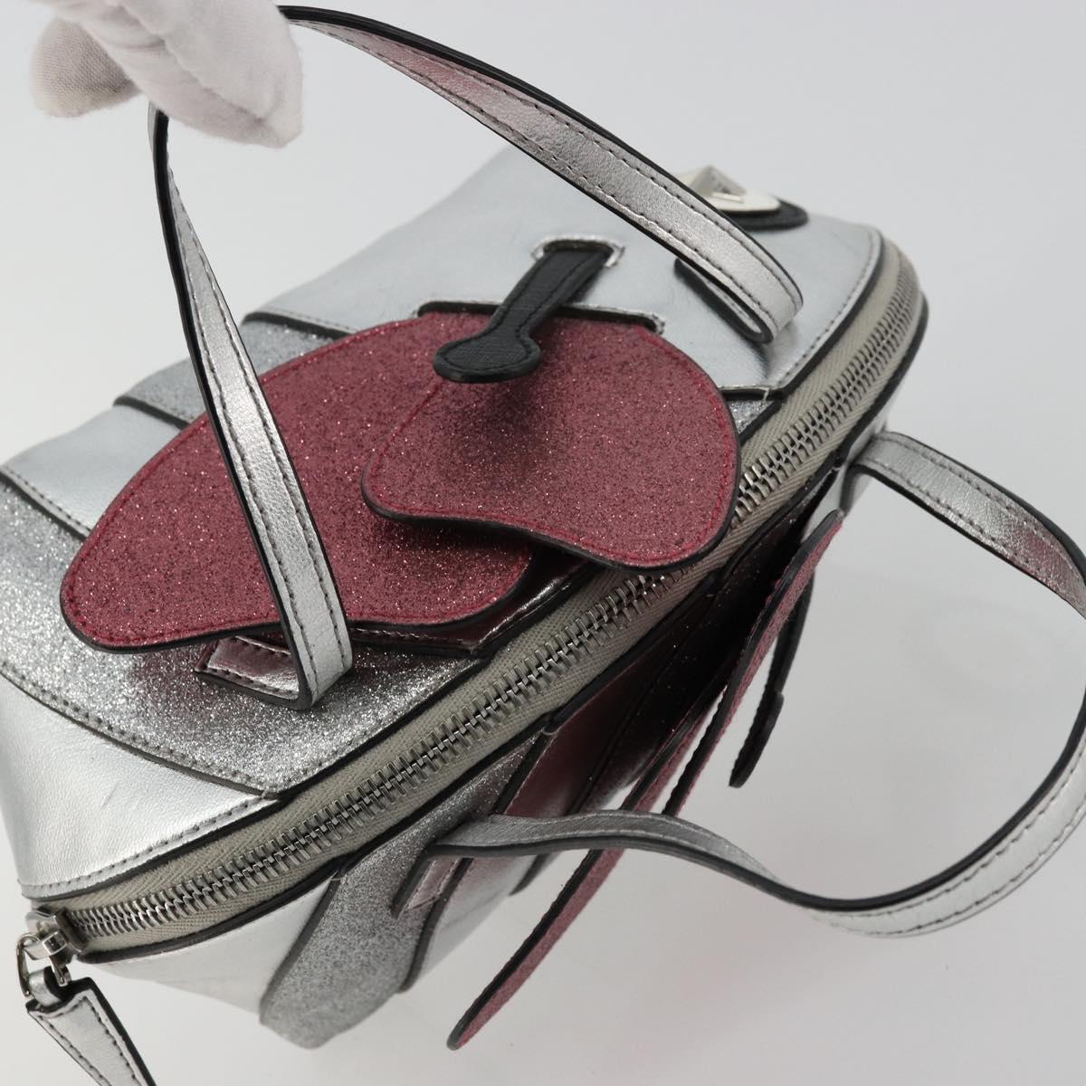 GUCCI Children's Hand Bag Leather Silver Auth 177083A