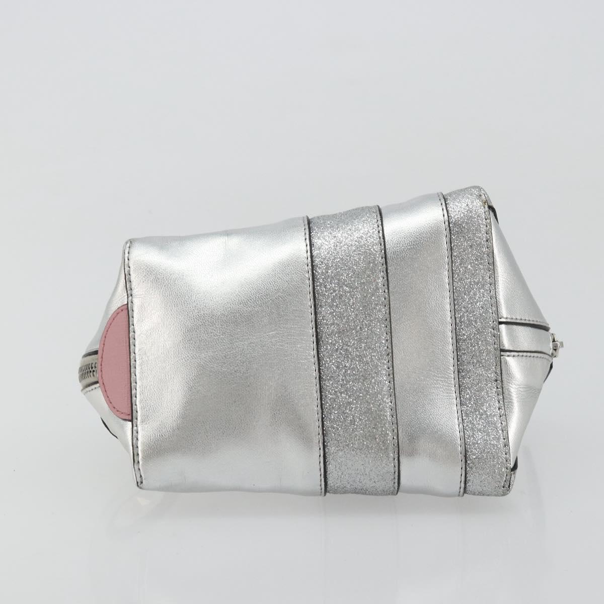 GUCCI Children's Hand Bag Leather Silver Auth 177083A