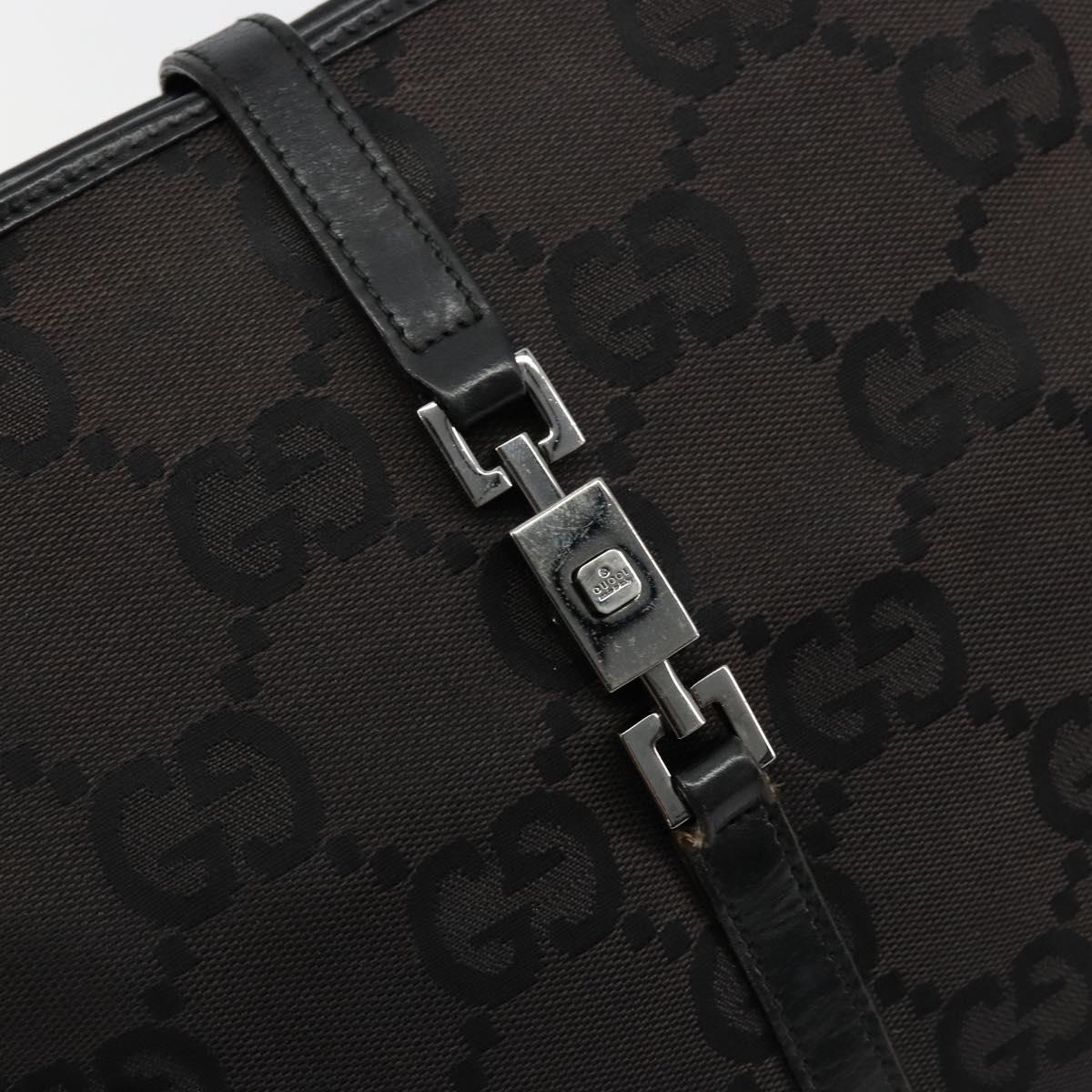 GUCCI GG Canvas Jackie Hand Bag Black Silver 002 1065 Auth 177085