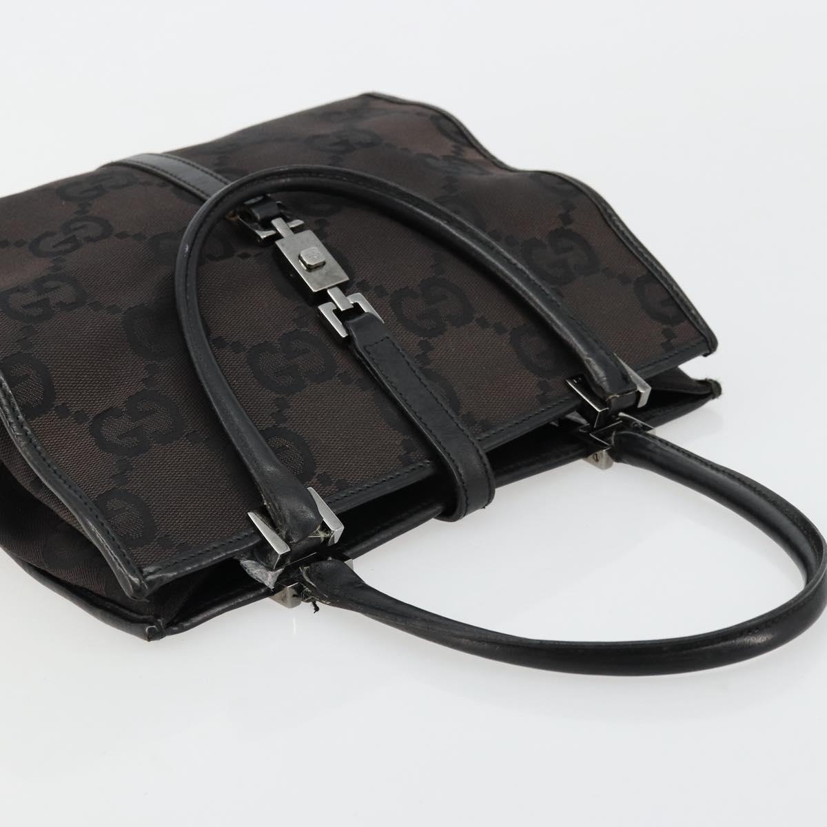 GUCCI GG Canvas Jackie Hand Bag Black Silver 002 1065 Auth 177085