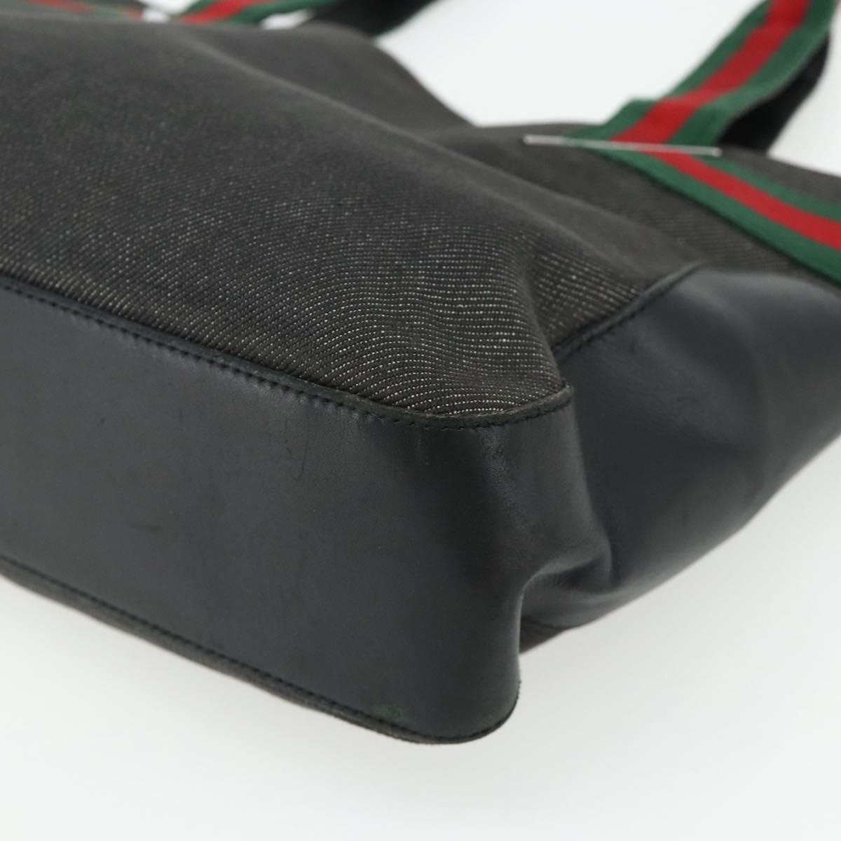 GUCCI Web Sherry Line Tote Bag Canvas Black Red Green 73983 Auth 177087
