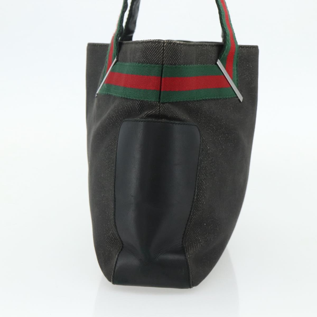 GUCCI Web Sherry Line Tote Bag Canvas Black Red Green 73983 Auth 177087