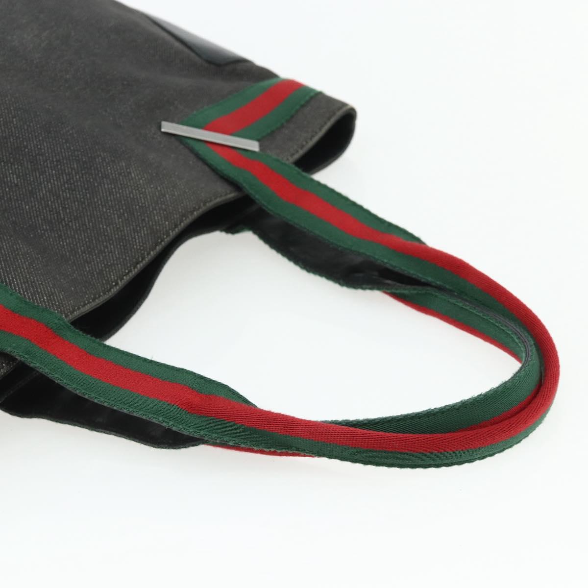 GUCCI Web Sherry Line Tote Bag Canvas Black Red Green 73983 Auth 177087