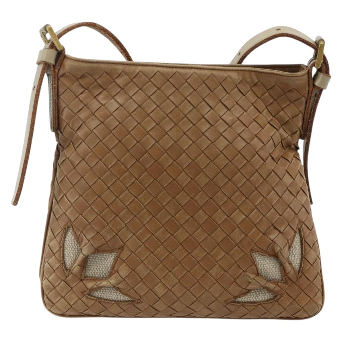 BOTTEGA VENETA INTRECCIATO Shoulder Bag Leather Beige 170022 Auth 177097