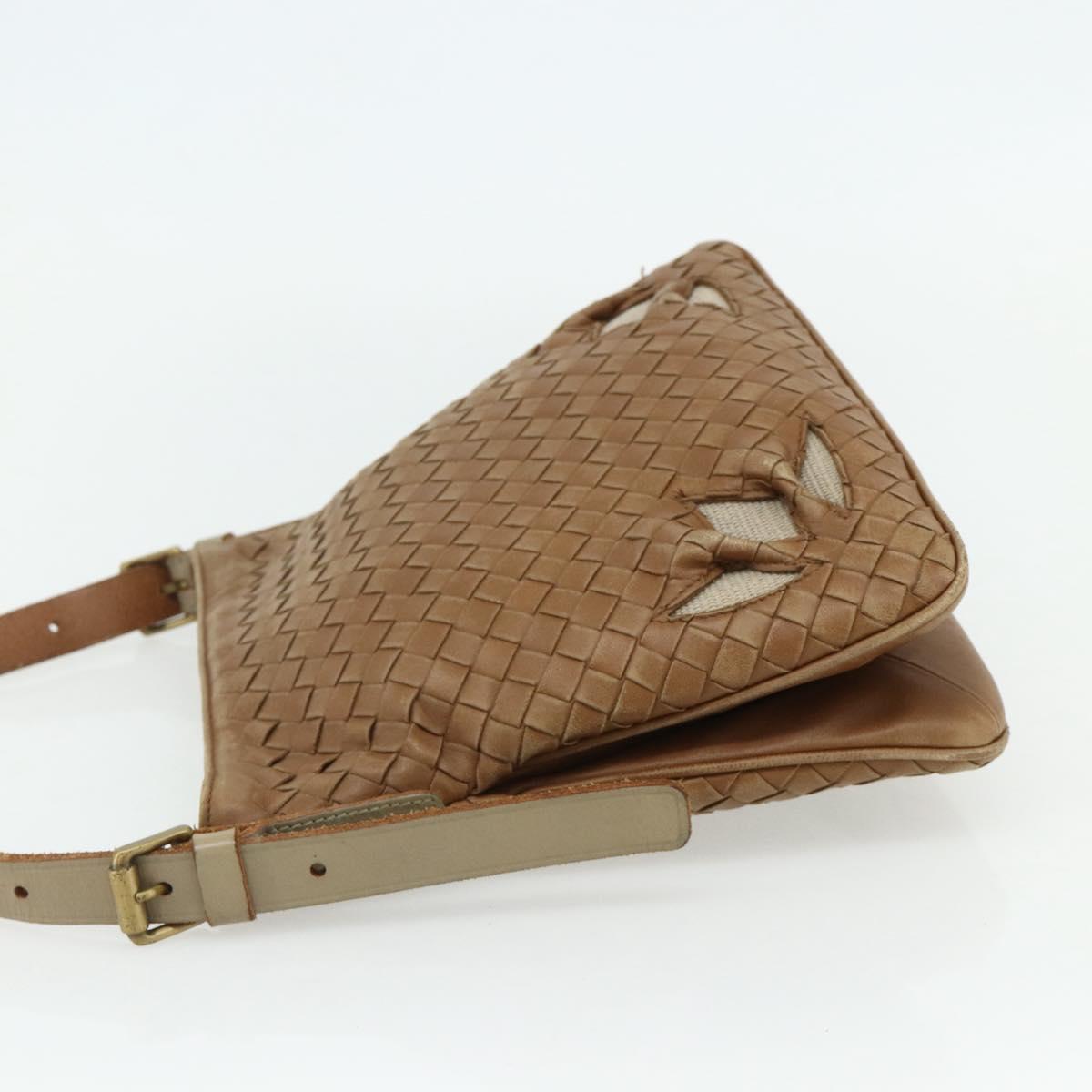 BOTTEGA VENETA INTRECCIATO Shoulder Bag Leather Beige 170022 Auth 177097