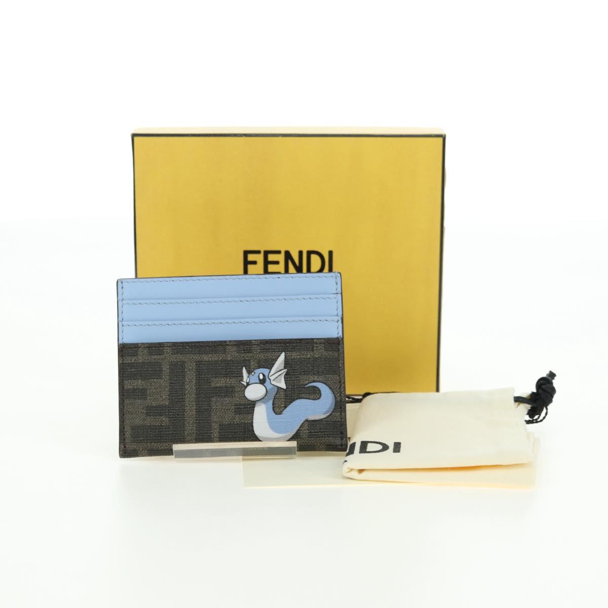 FENDI Zucca Canvas Dratini Card Case Black Brown Auth 177099SAM