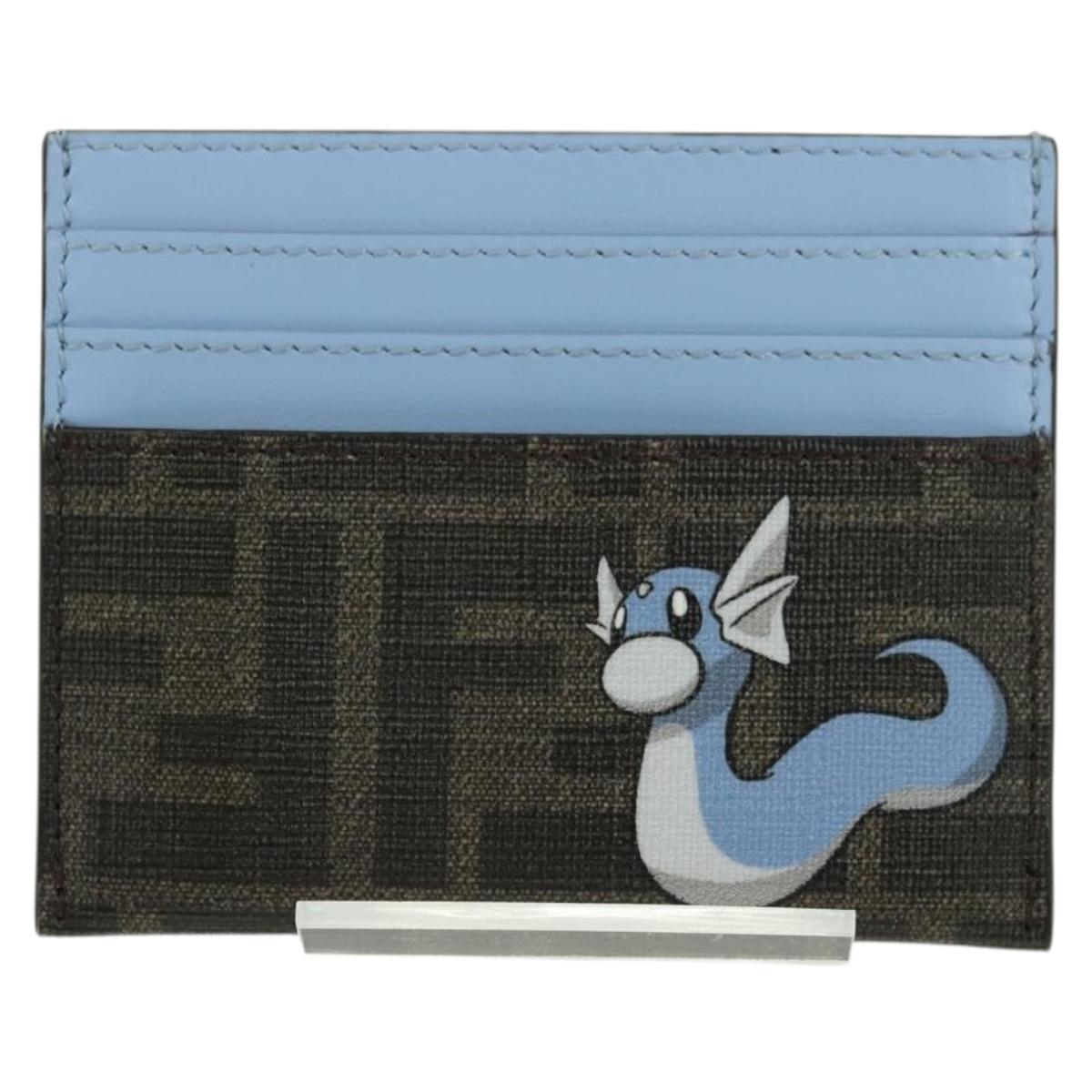 FENDI Zucca Canvas Dratini Card Case Black Brown Auth 177099SAM
