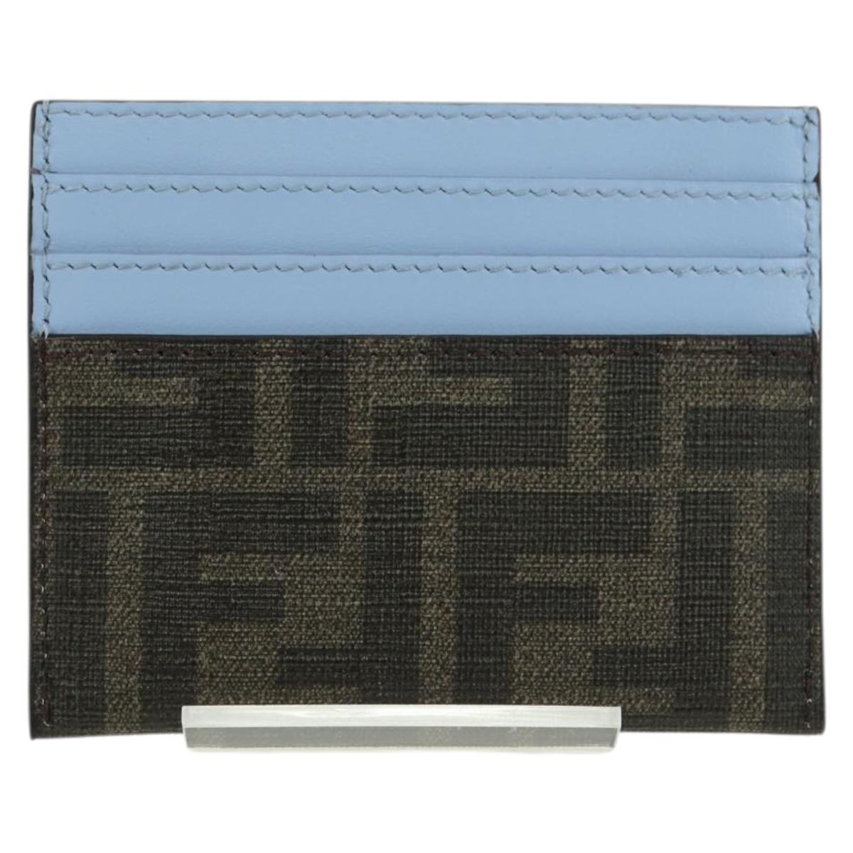 FENDI Zucca Canvas Dratini Card Case Black Brown Auth 177099SAM