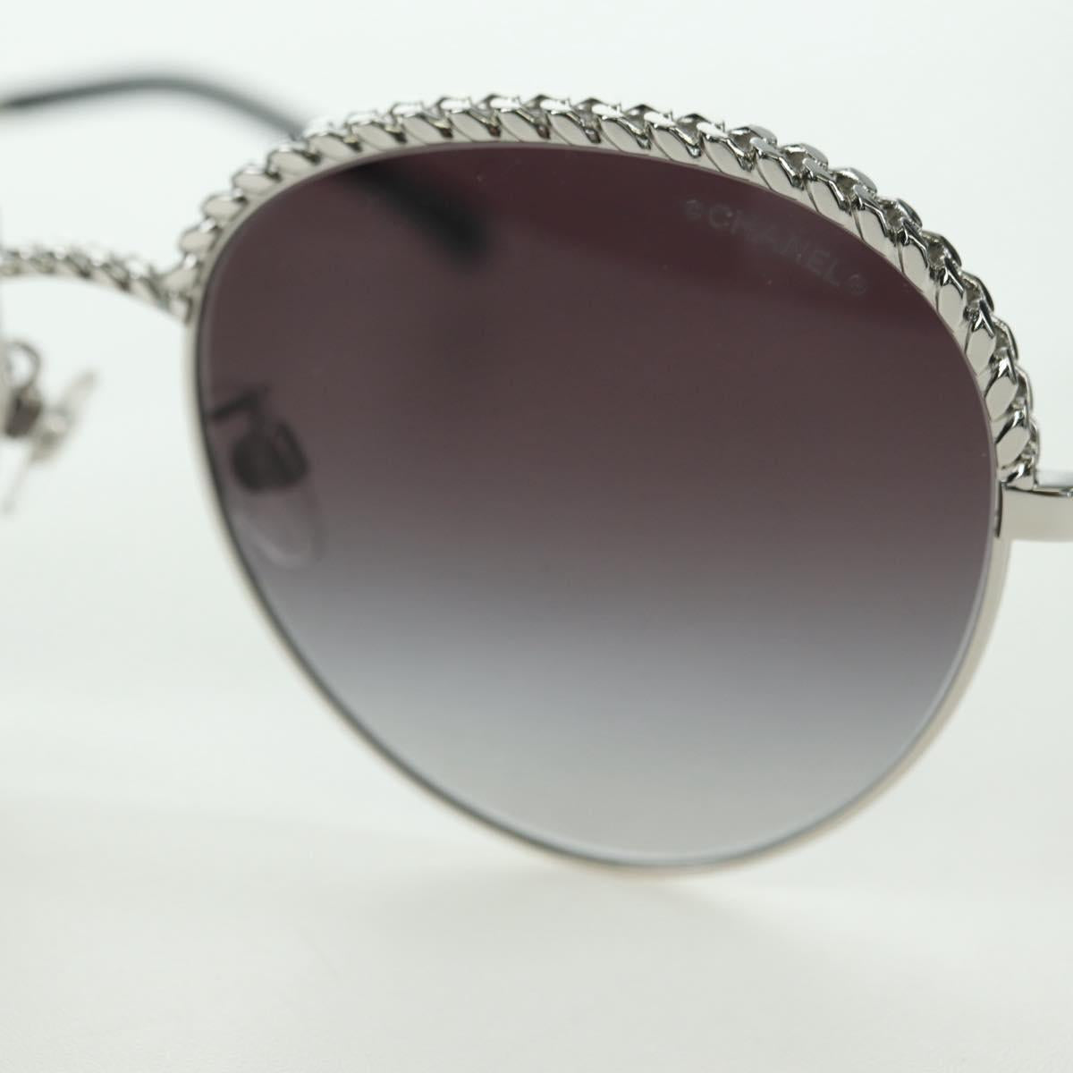 CHANEL Sunglasses metal Silver tone 4242 CC Auth 177100V
