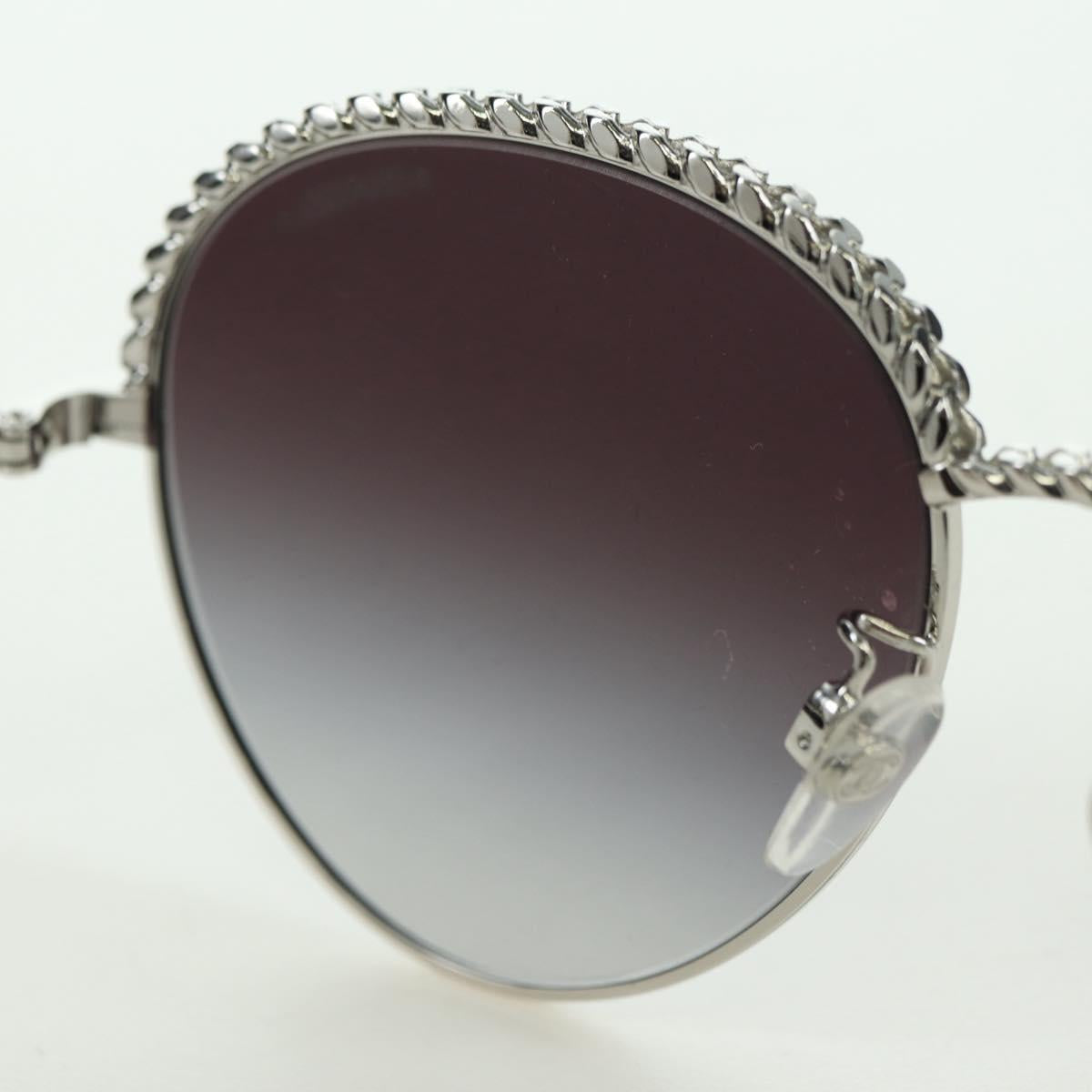 CHANEL Sunglasses metal Silver tone 4242 CC Auth 177100V