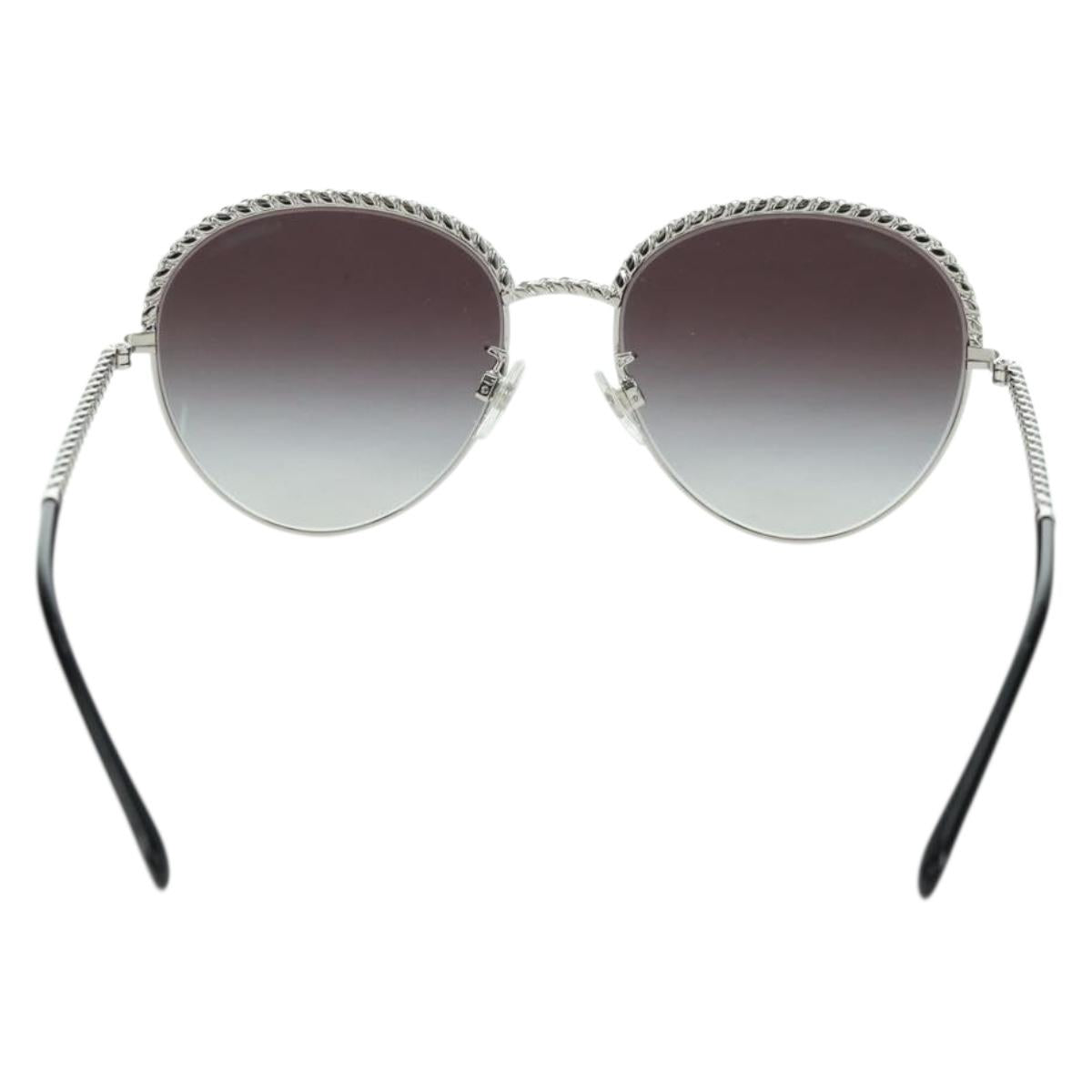 CHANEL Sunglasses metal Silver tone 4242 CC Auth 177100V