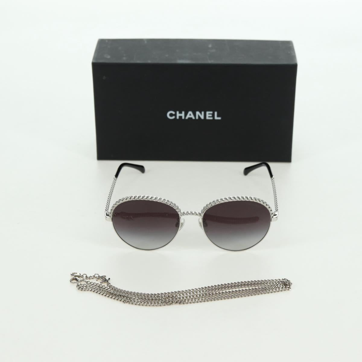 CHANEL Sunglasses metal Silver tone 4242 CC Auth 177100V