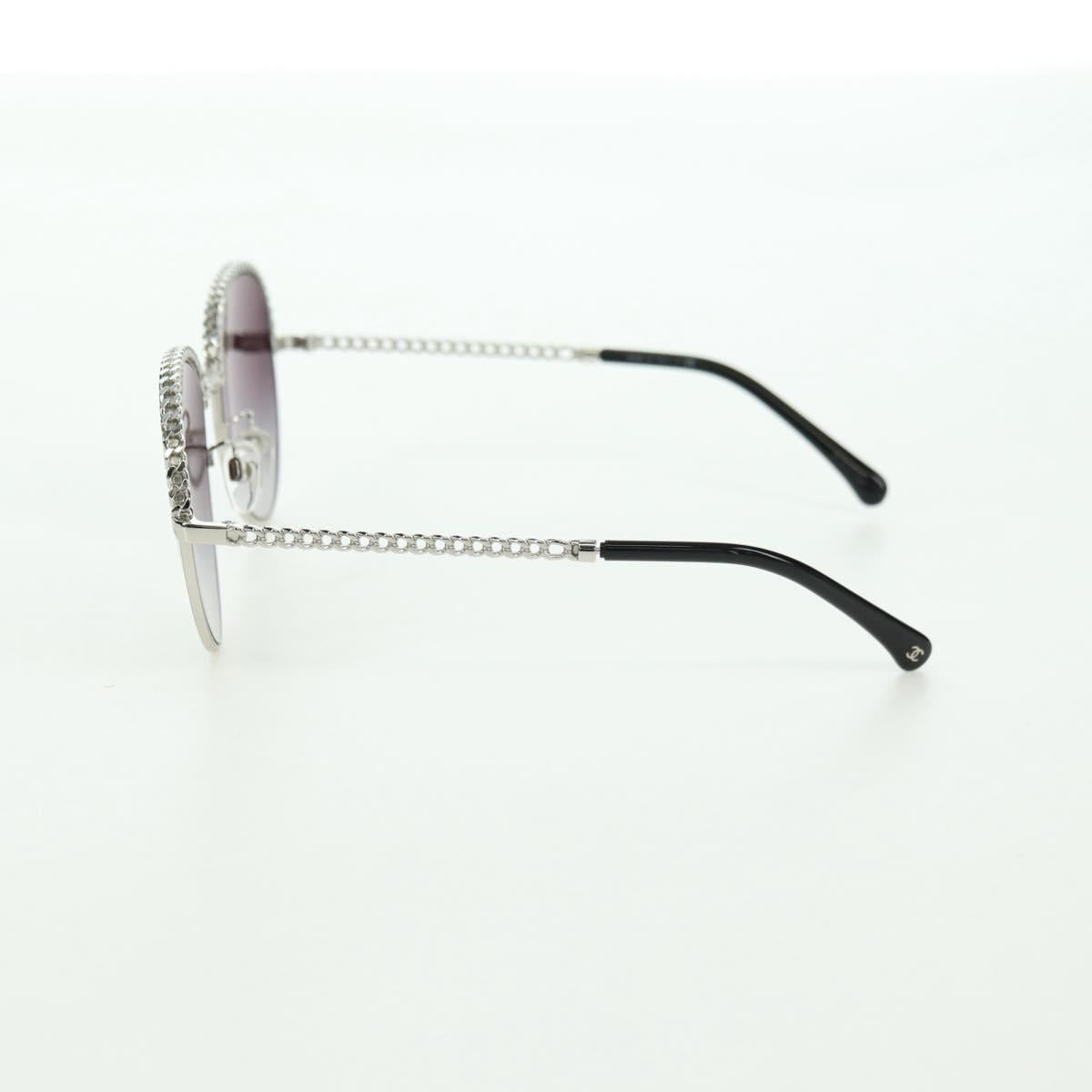 CHANEL Sunglasses metal Silver tone 4242 CC Auth 177100V