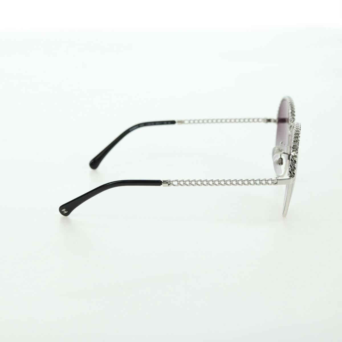 CHANEL Sunglasses metal Silver tone 4242 CC Auth 177100V
