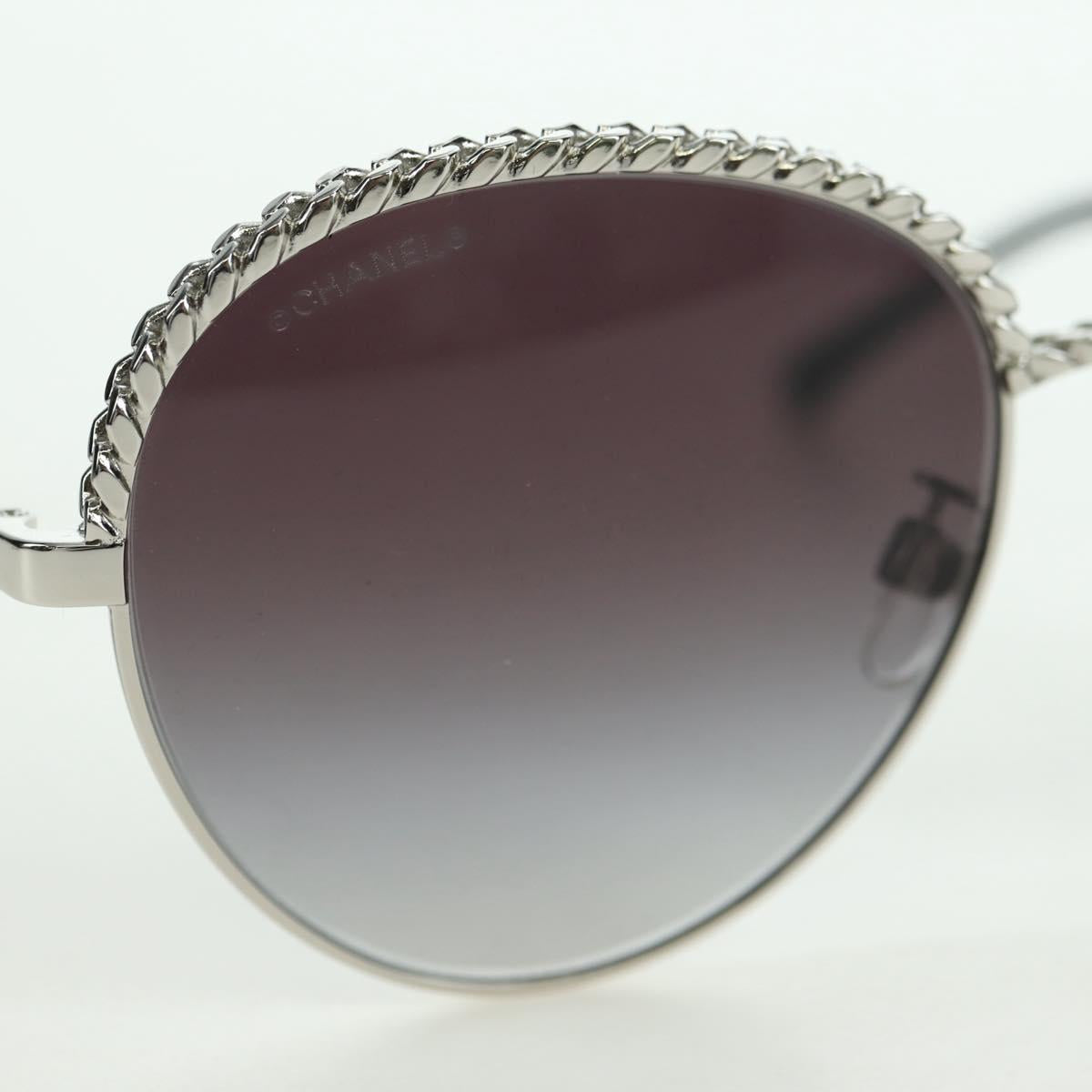 CHANEL Sunglasses metal Silver tone 4242 CC Auth 177100V