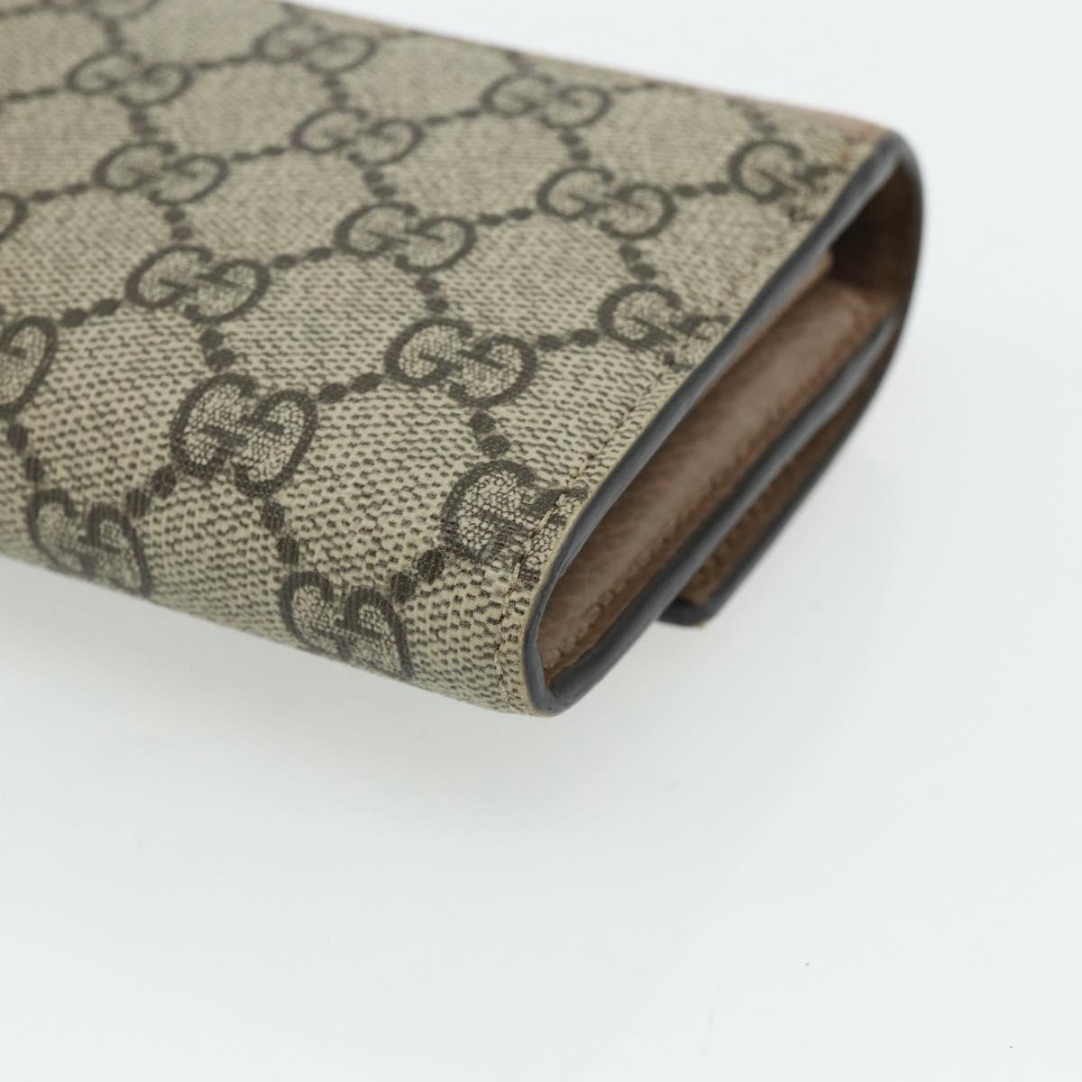 GUCCI GG Supreme Long Wallet PVC Beige Gold 456116 Auth 177101A