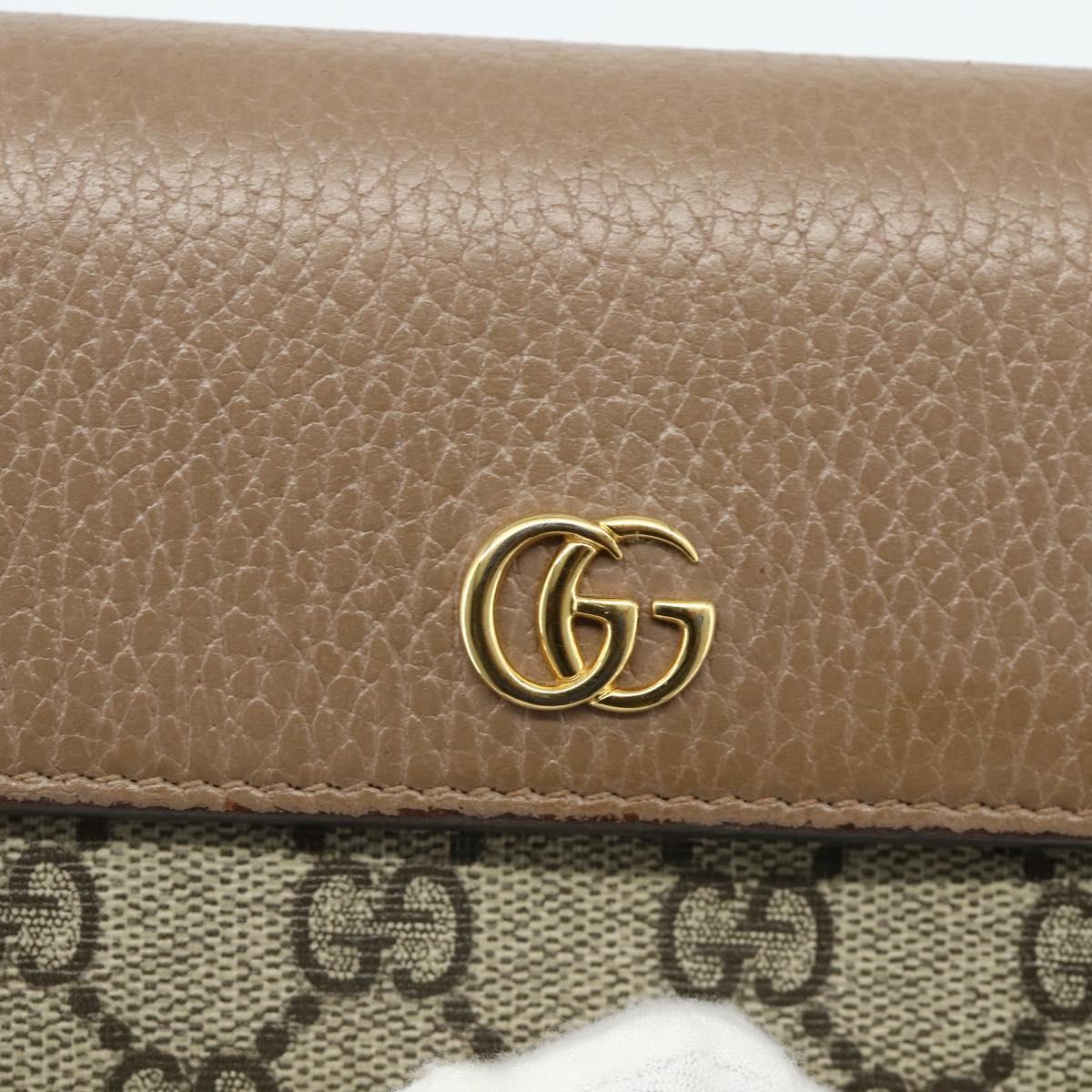 GUCCI GG Supreme Long Wallet PVC Beige Gold 456116 Auth 177101A