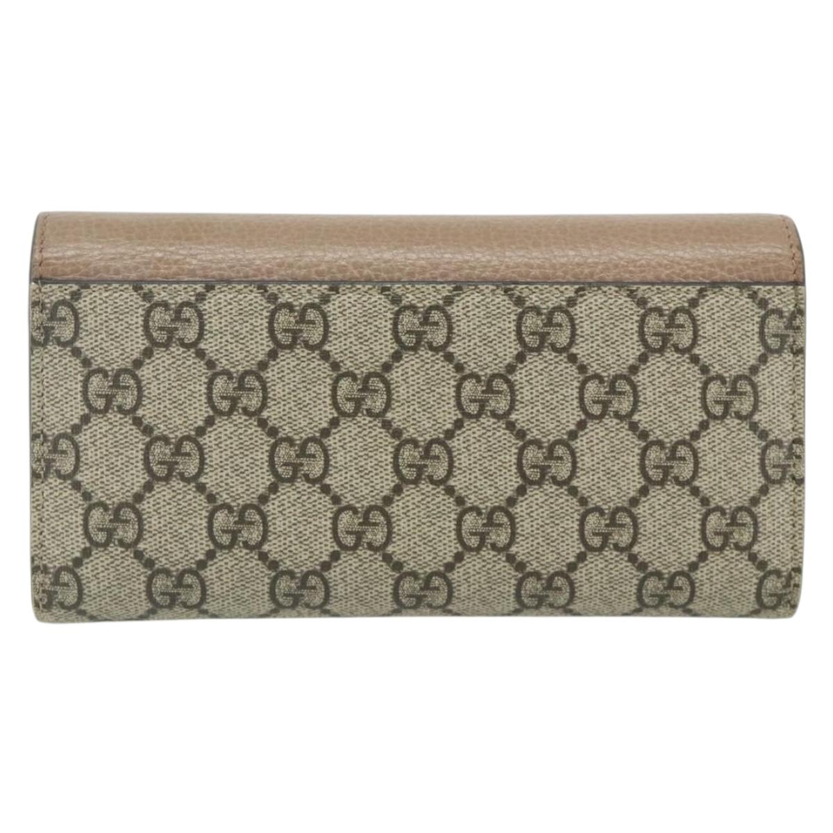 GUCCI GG Supreme Long Wallet PVC Beige Gold 456116 Auth 177101A