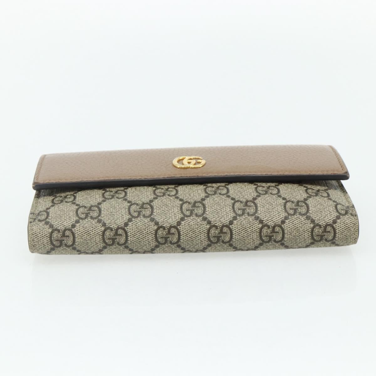 GUCCI GG Supreme Long Wallet PVC Beige Gold 456116 Auth 177101A