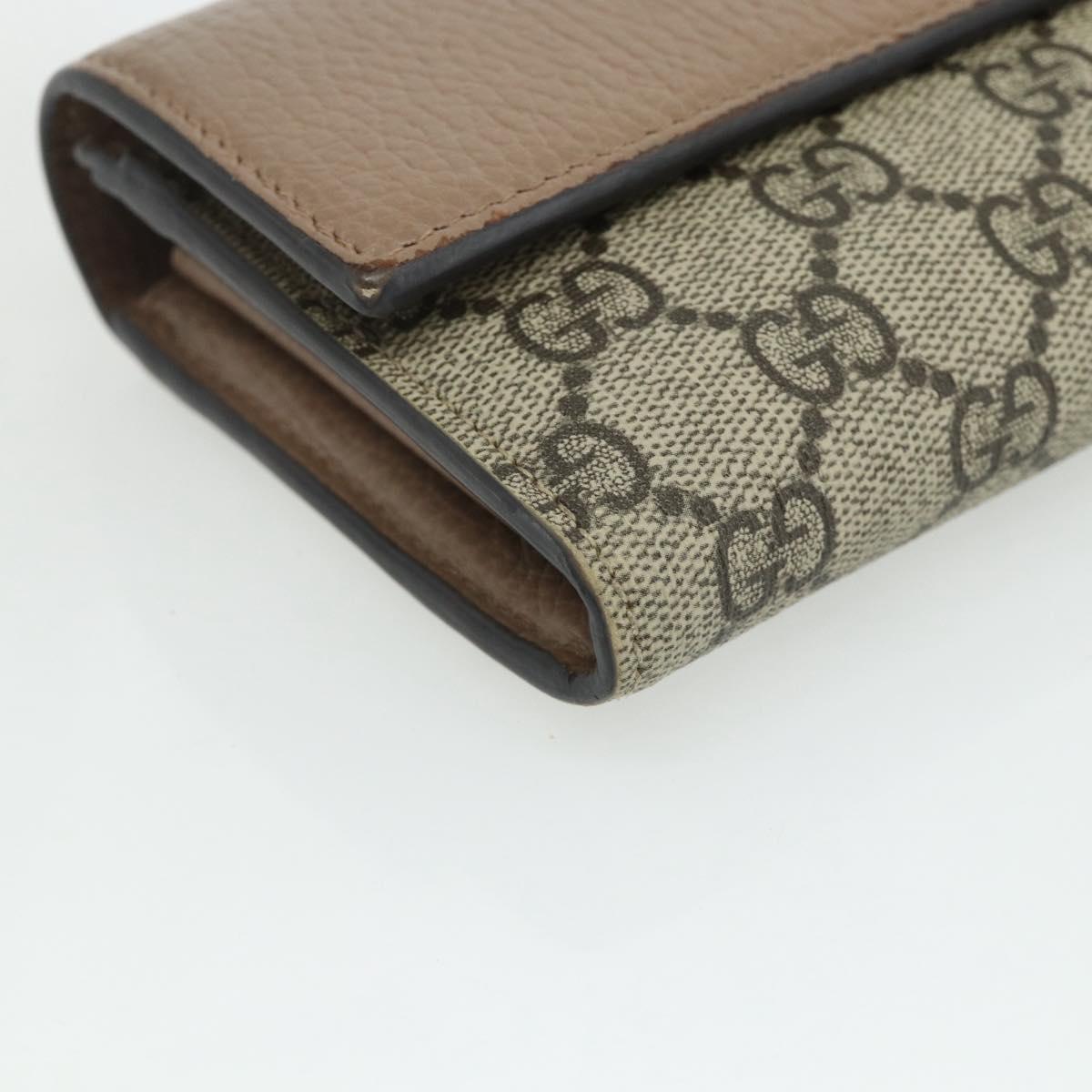 GUCCI GG Supreme Long Wallet PVC Beige Gold 456116 Auth 177101A