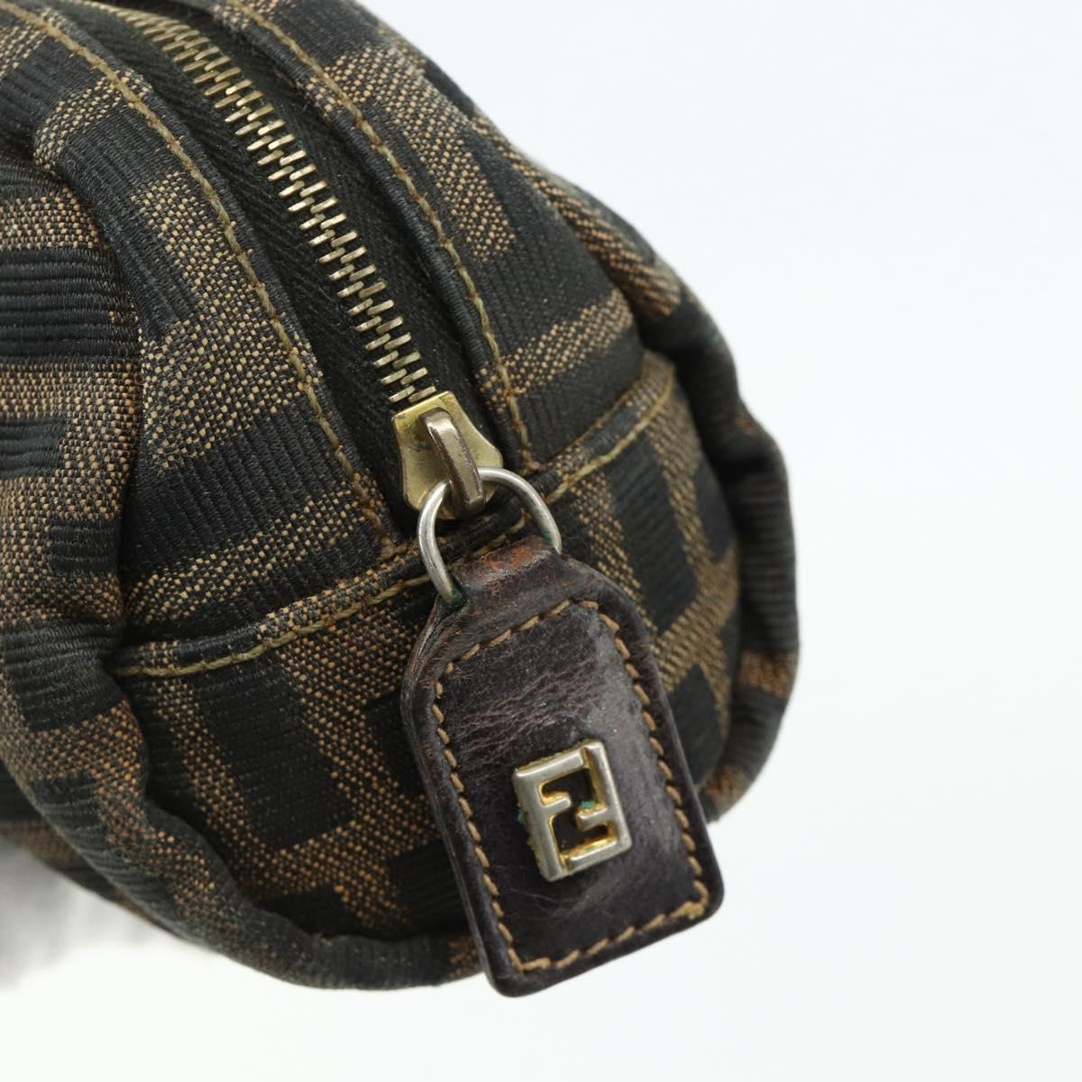 FENDI Zucca Canvas Pouch Black Brown Auth 177103A