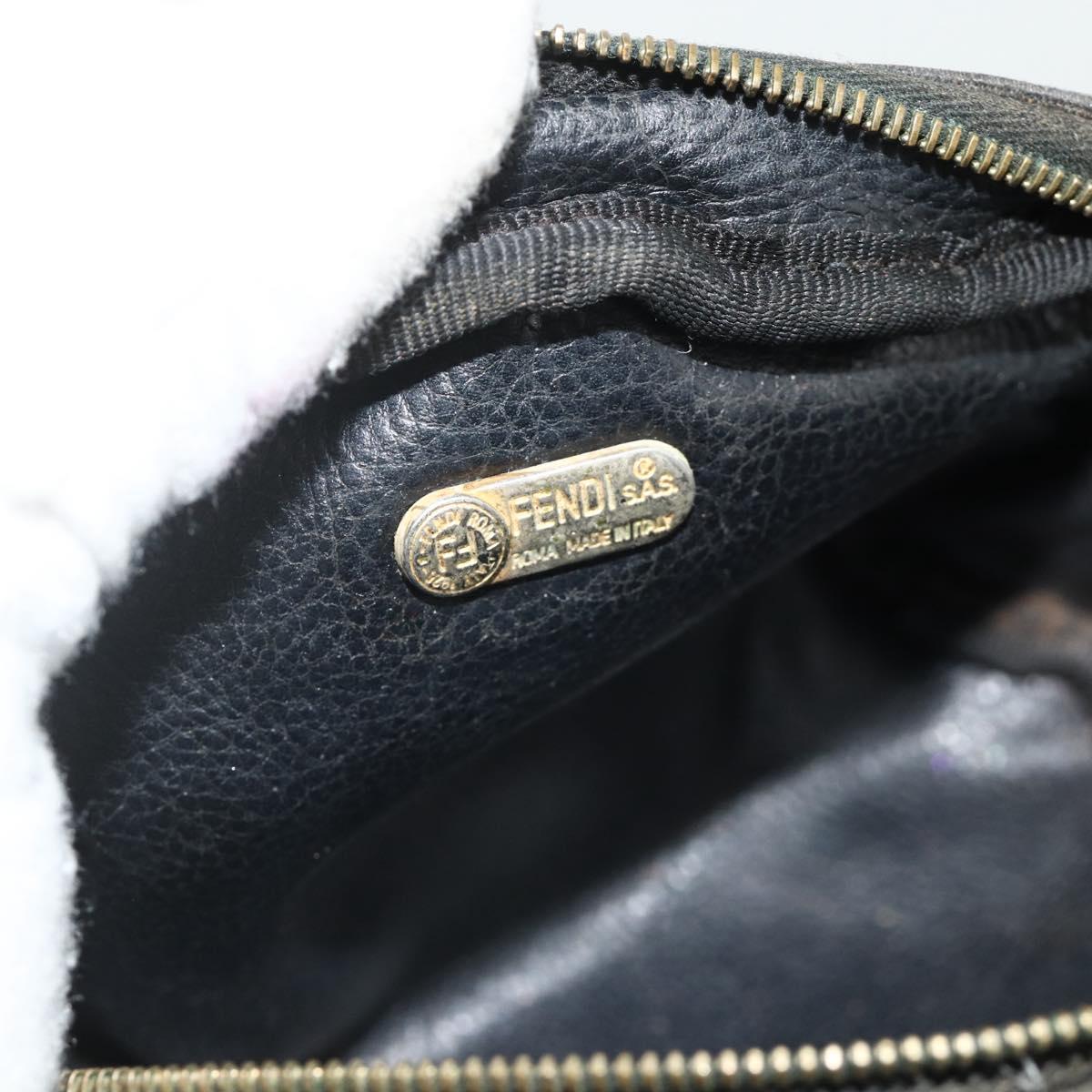 FENDI Zucca Canvas Pouch Black Brown Auth 177103A