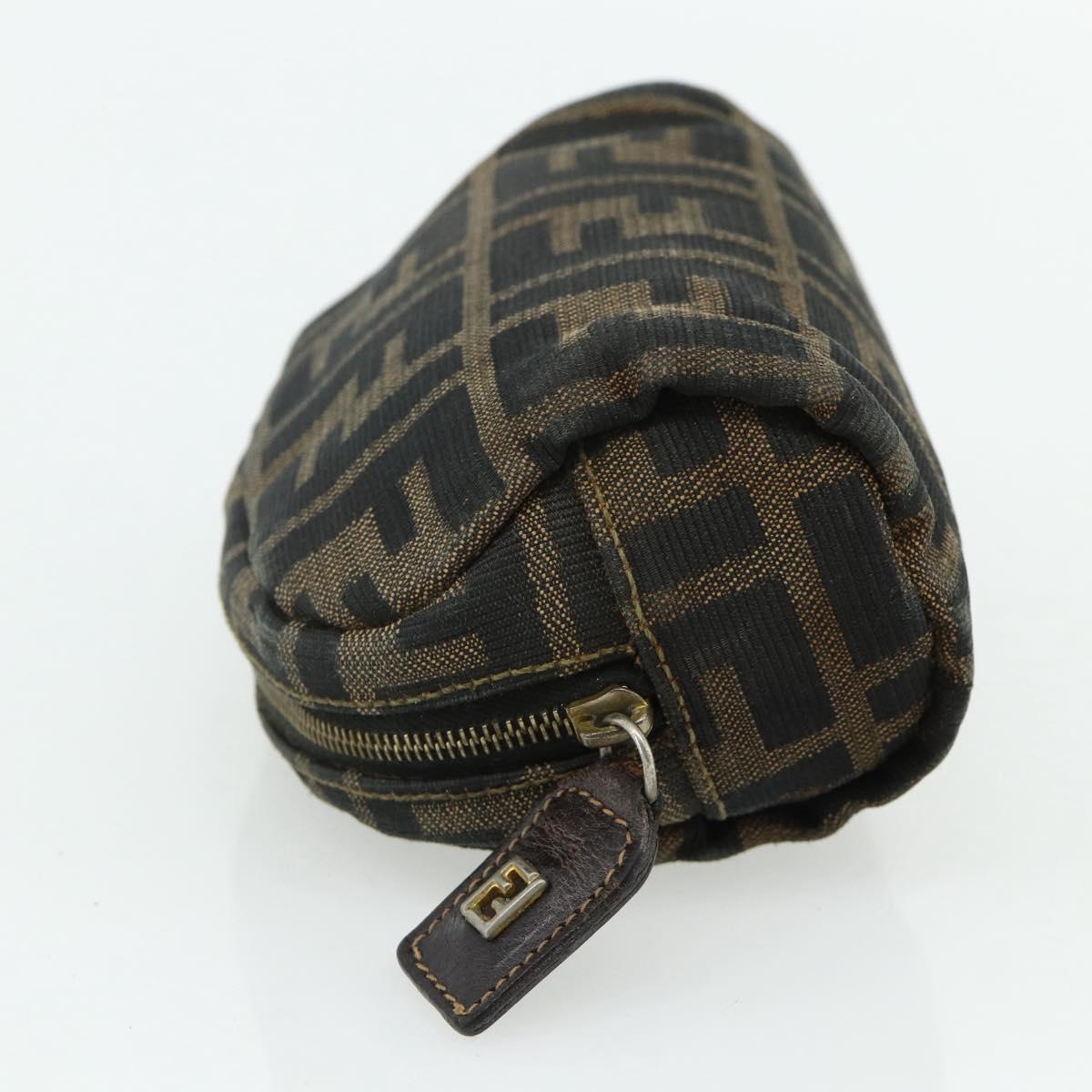 FENDI Zucca Canvas Pouch Black Brown Auth 177103A