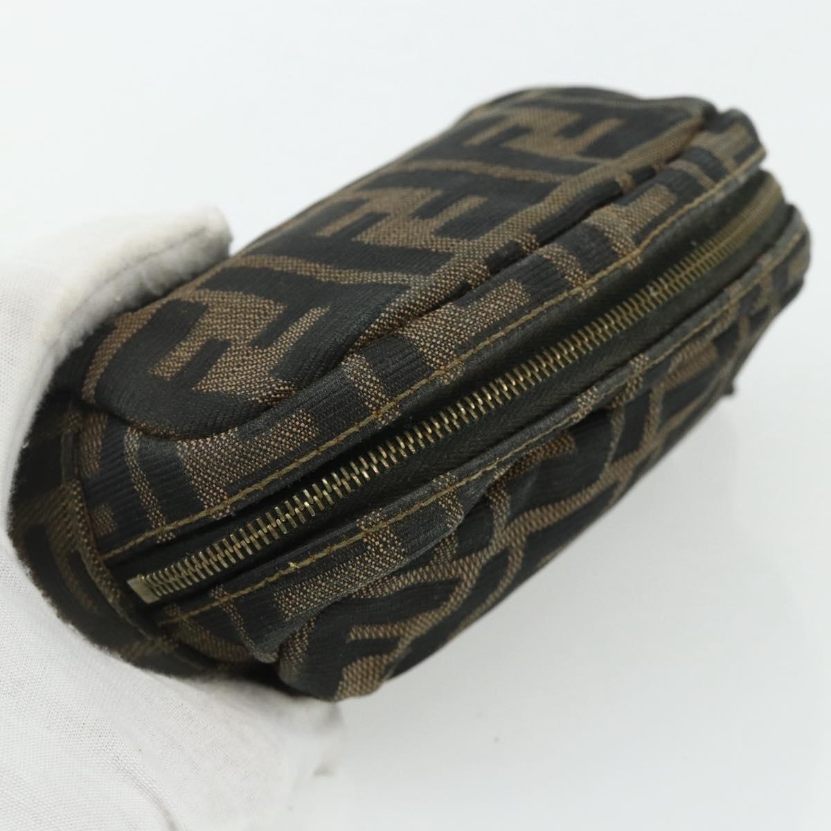 FENDI Zucca Canvas Pouch Black Brown Auth 177103A