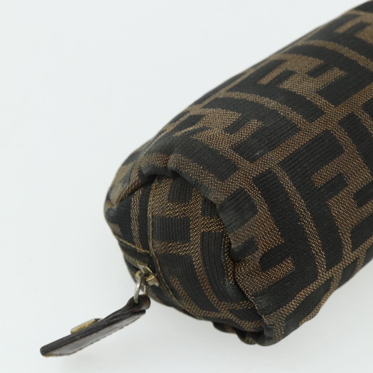 FENDI Zucca Canvas Pouch Black Brown Auth 177103A