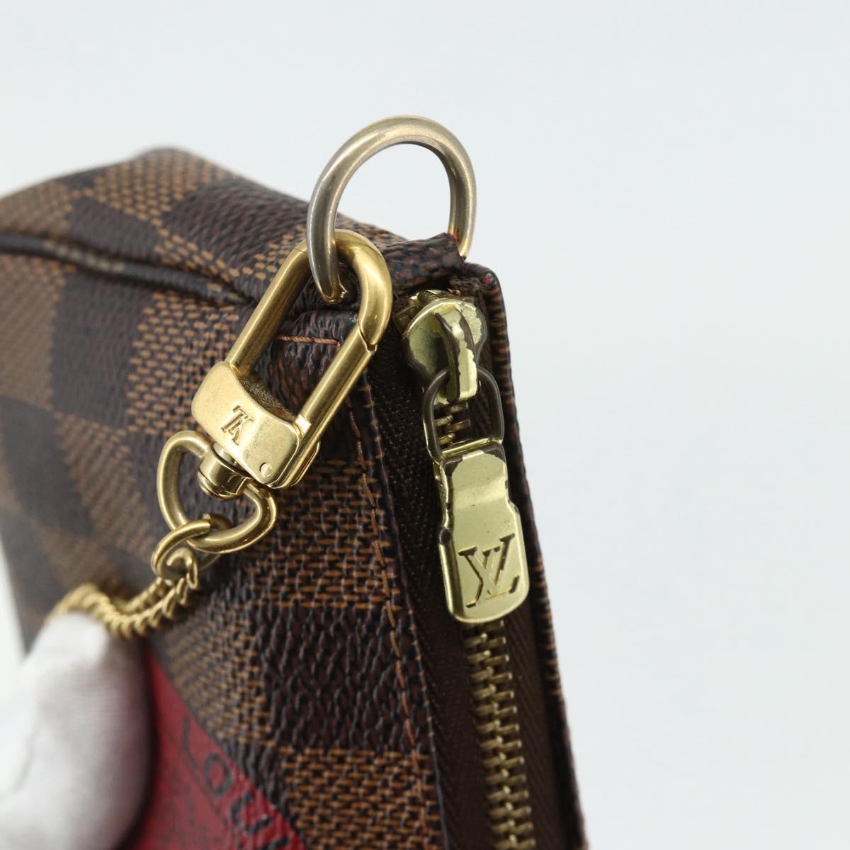 LOUIS VUITTON Damier Ebene T&B Mini Pochette Accessoires N58011 LV Auth 177106A