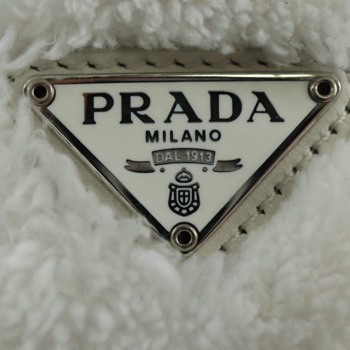 PRADA Hand Bag Pile White Silver Auth 177111M