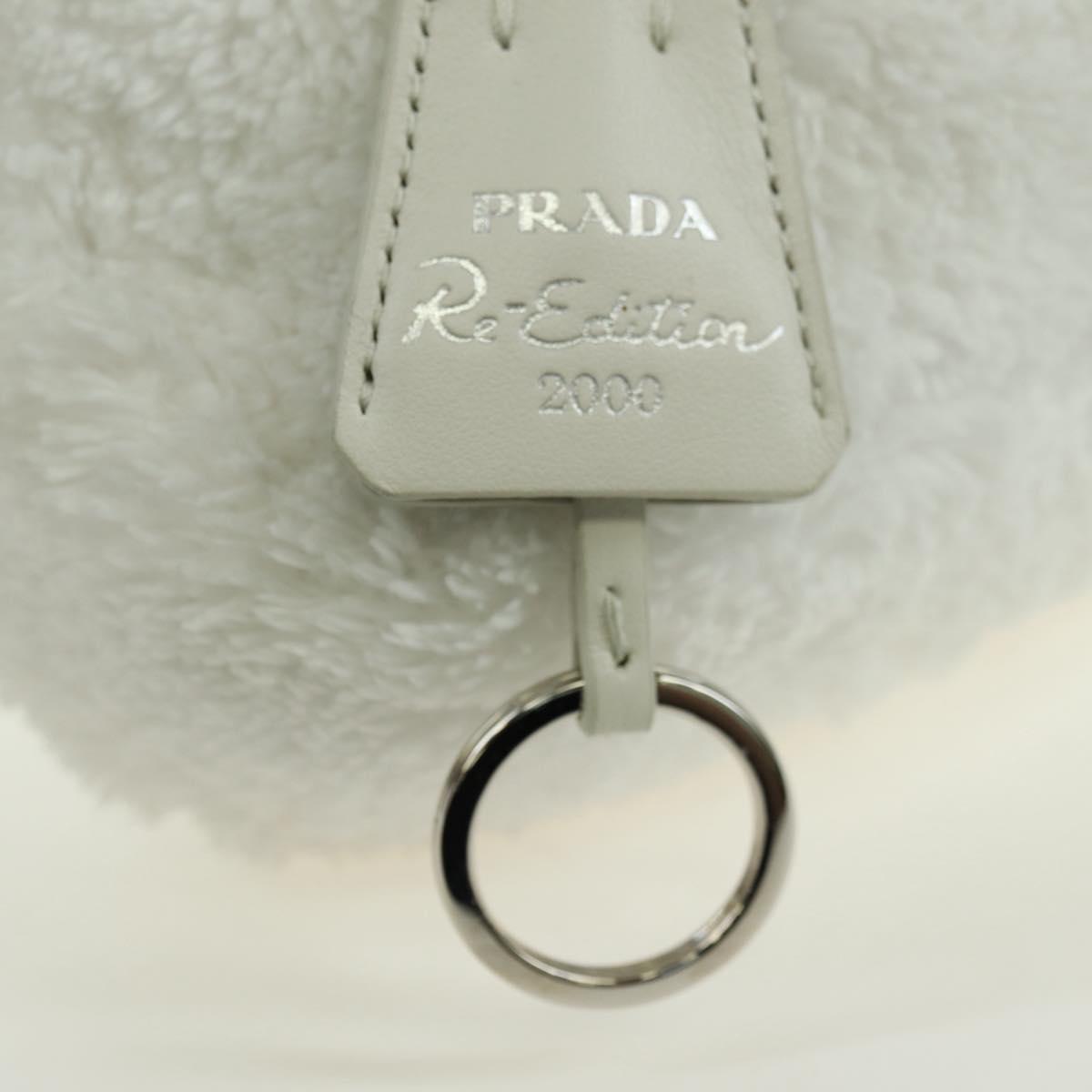 PRADA Hand Bag Pile White Silver Auth 177111M