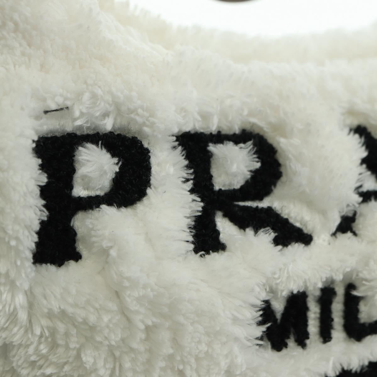 PRADA Hand Bag Pile White Silver Auth 177111M