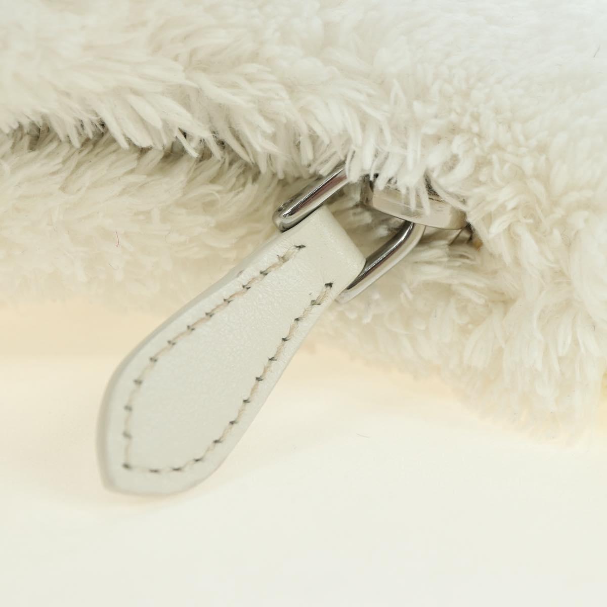 PRADA Hand Bag Pile White Silver Auth 177111M
