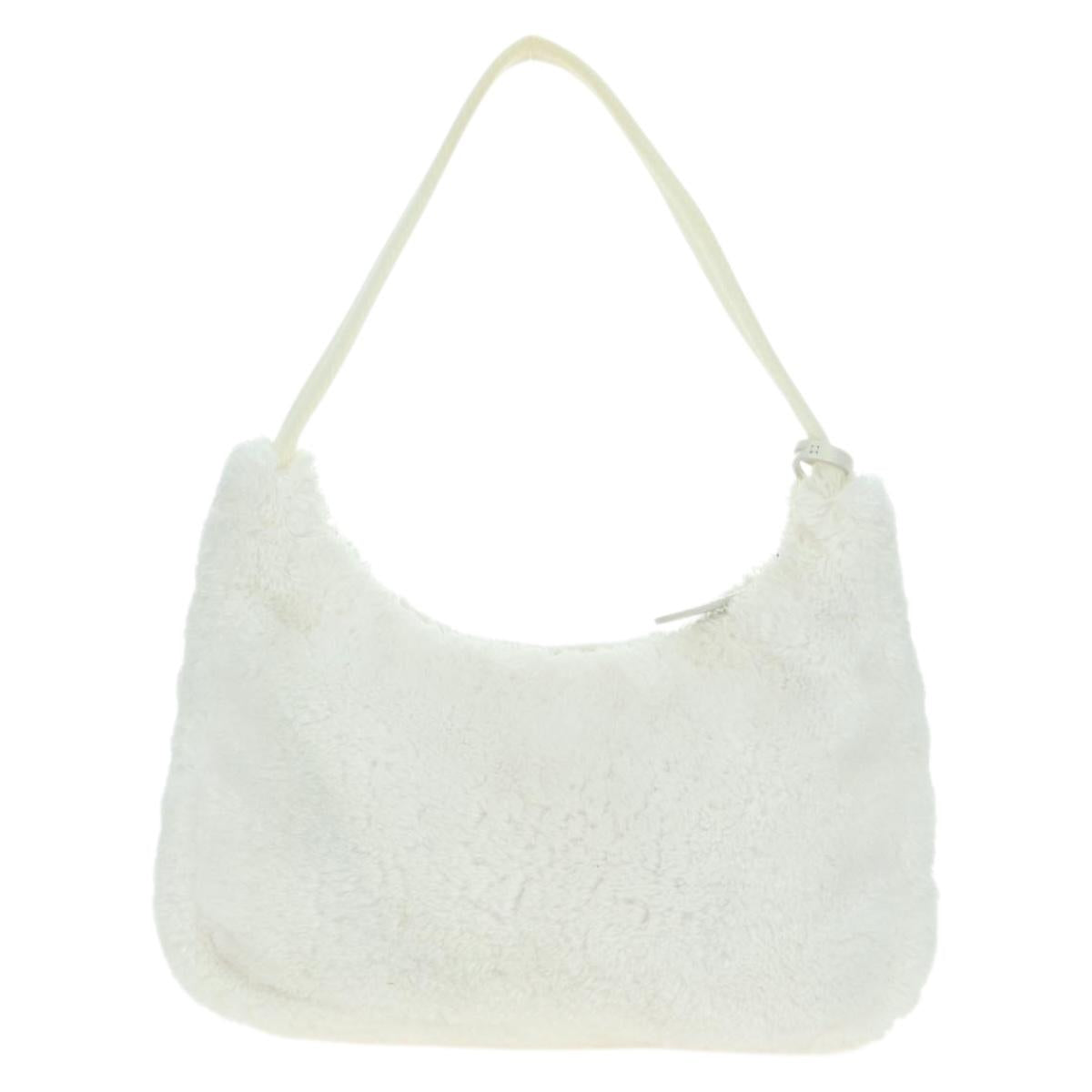 PRADA Hand Bag Pile White Silver Auth 177111M