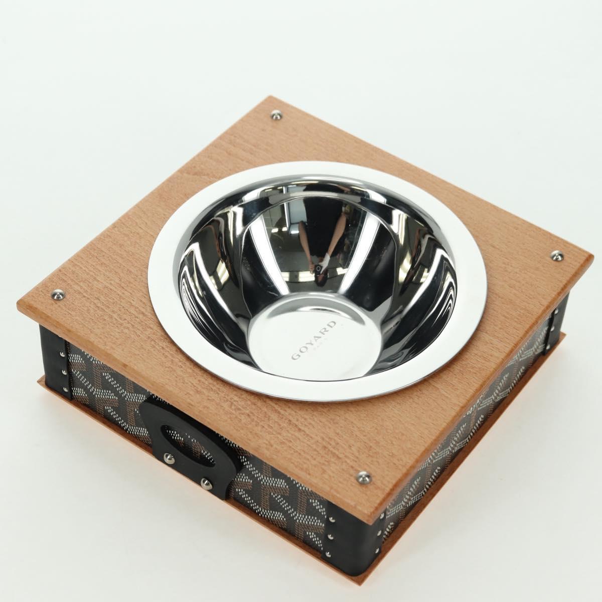 GOYARD Herringbone Food Bowl PVC Brown Auth 177113SV