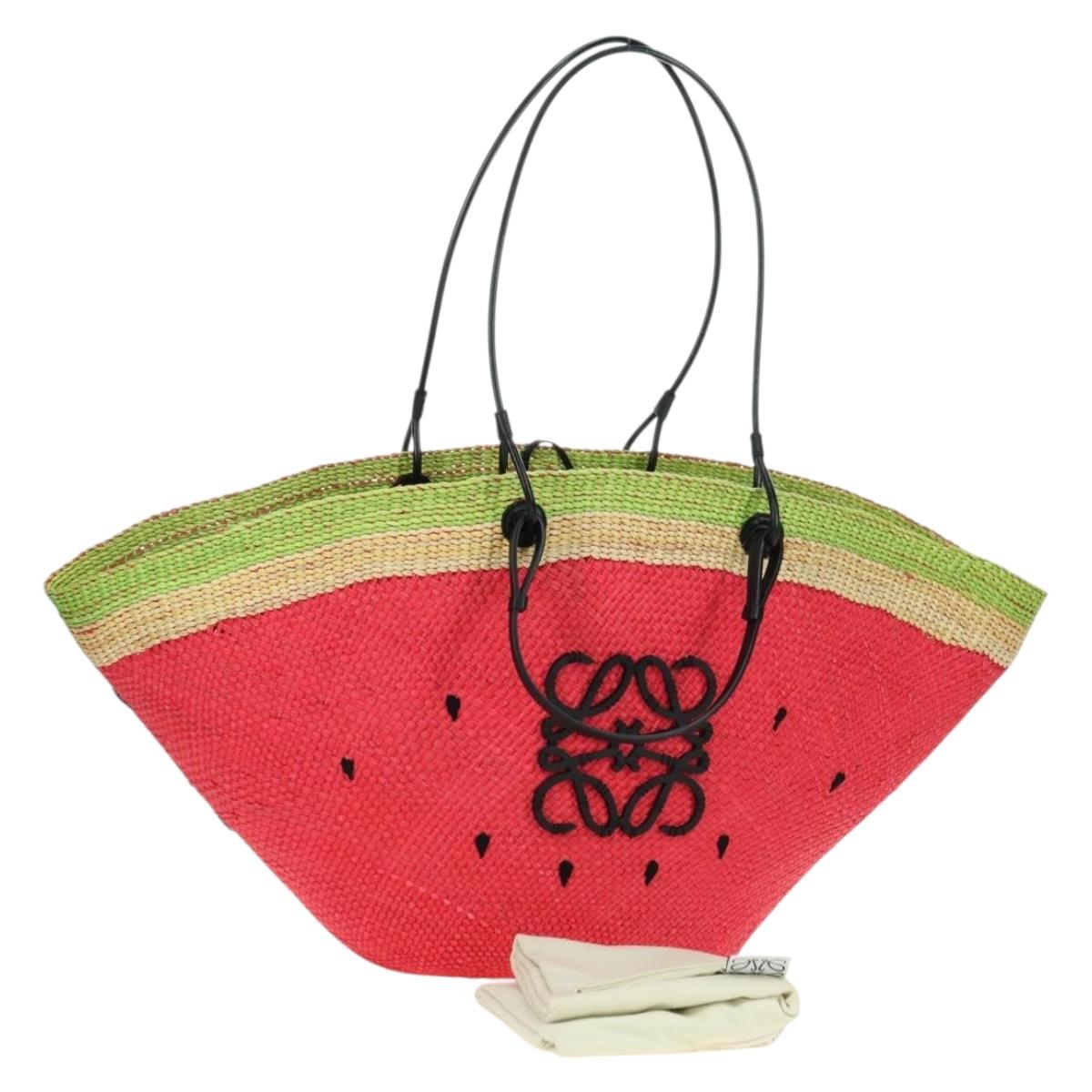 LOEWE Watermelon Tote Bag Raffia 2way Red Auth 177114SAV