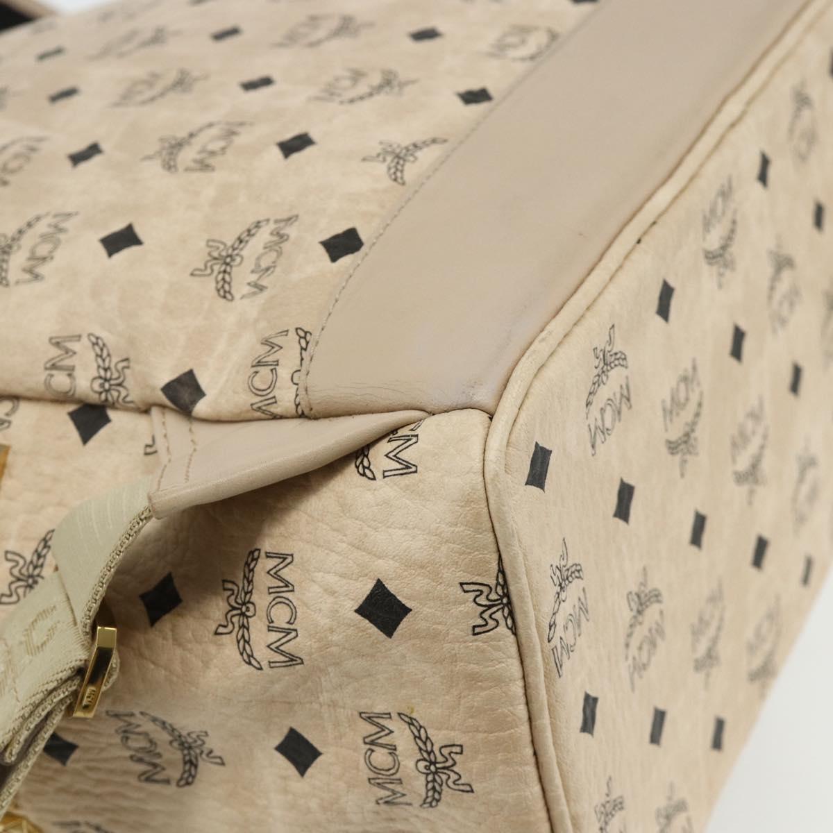 MCM Vicetos Logogram Backpack PVC Ivory Gold Auth 177118