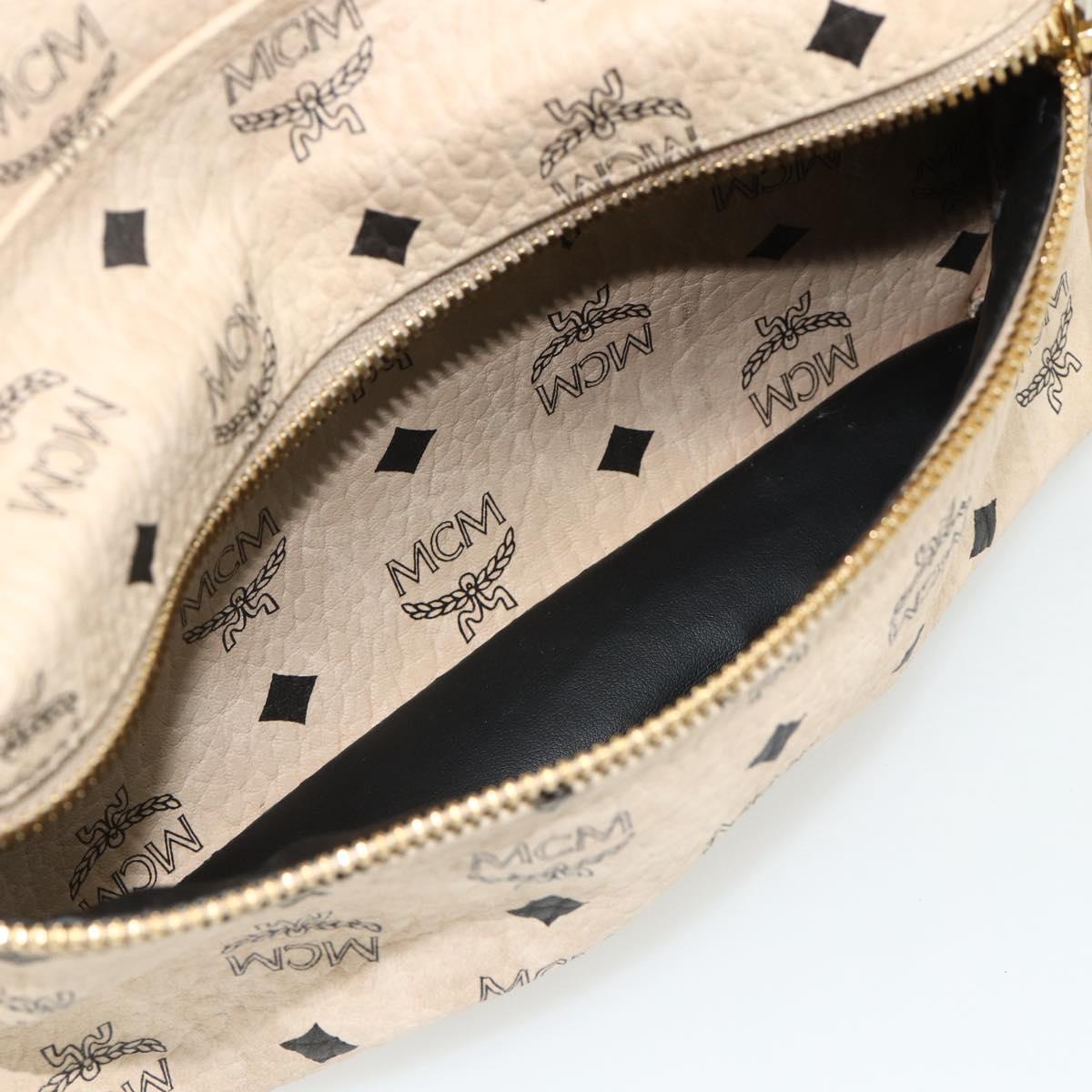 MCM Vicetos Logogram Backpack PVC Ivory Gold Auth 177118