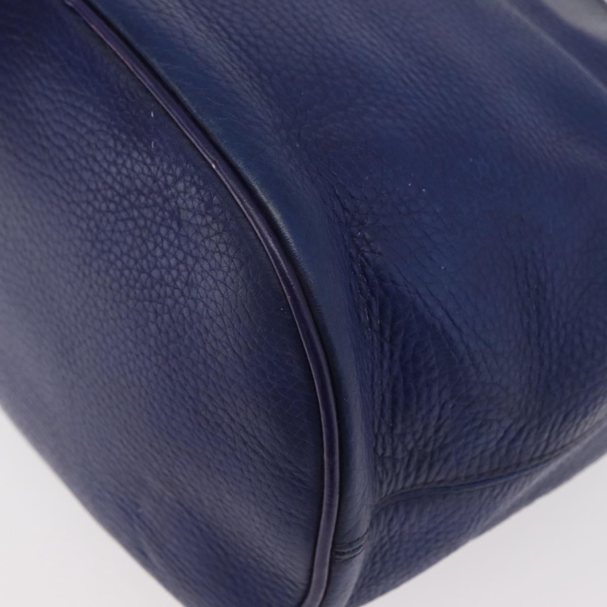 CELINE Chain Shoulder Bag Leather Blue Silver Auth 177125A