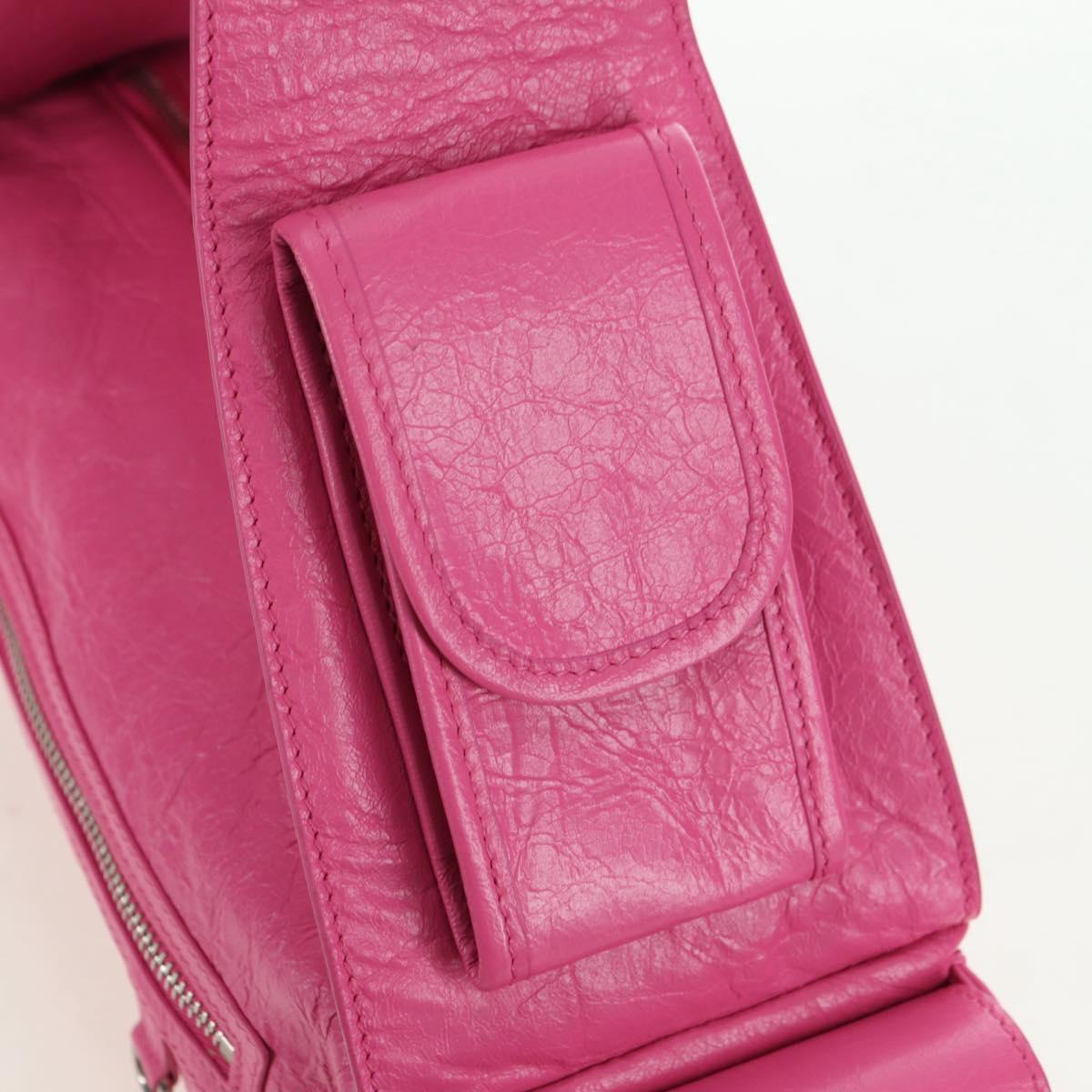 BALENCIAGA Super Busy Shoulder Bag Leather Pink Silver 762516 Auth 177134SM
