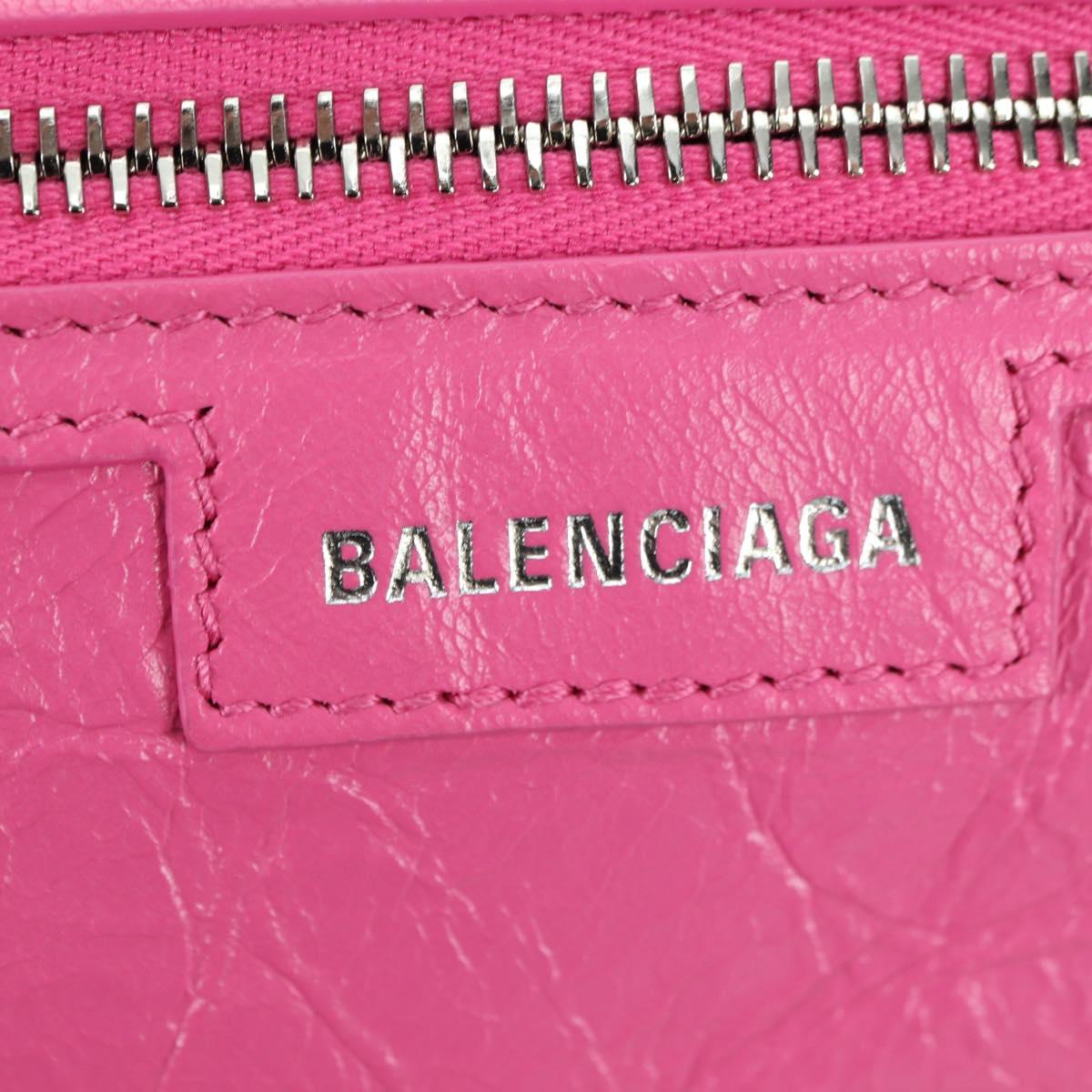 BALENCIAGA Super Busy Shoulder Bag Leather Pink Silver 762516 Auth 177134SM