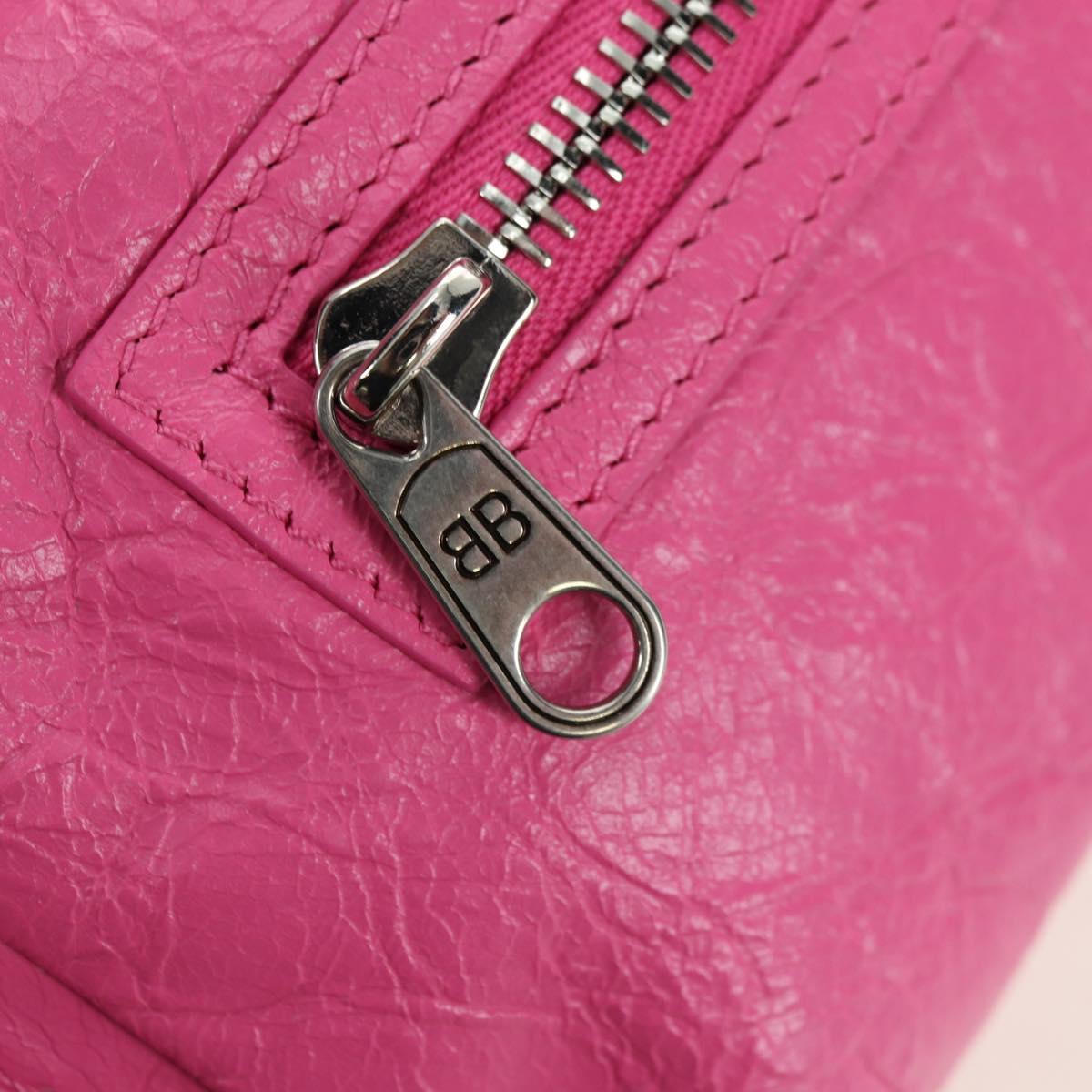 BALENCIAGA Super Busy Shoulder Bag Leather Pink Silver 762516 Auth 177134SM