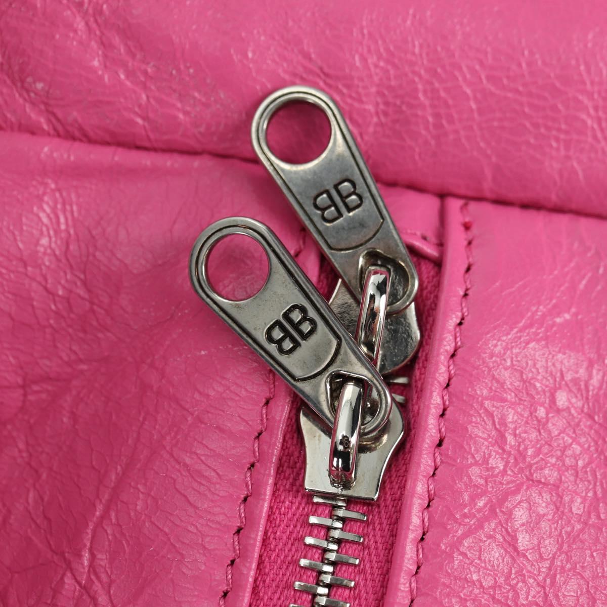 BALENCIAGA Super Busy Shoulder Bag Leather Pink Silver 762516 Auth 177134SM