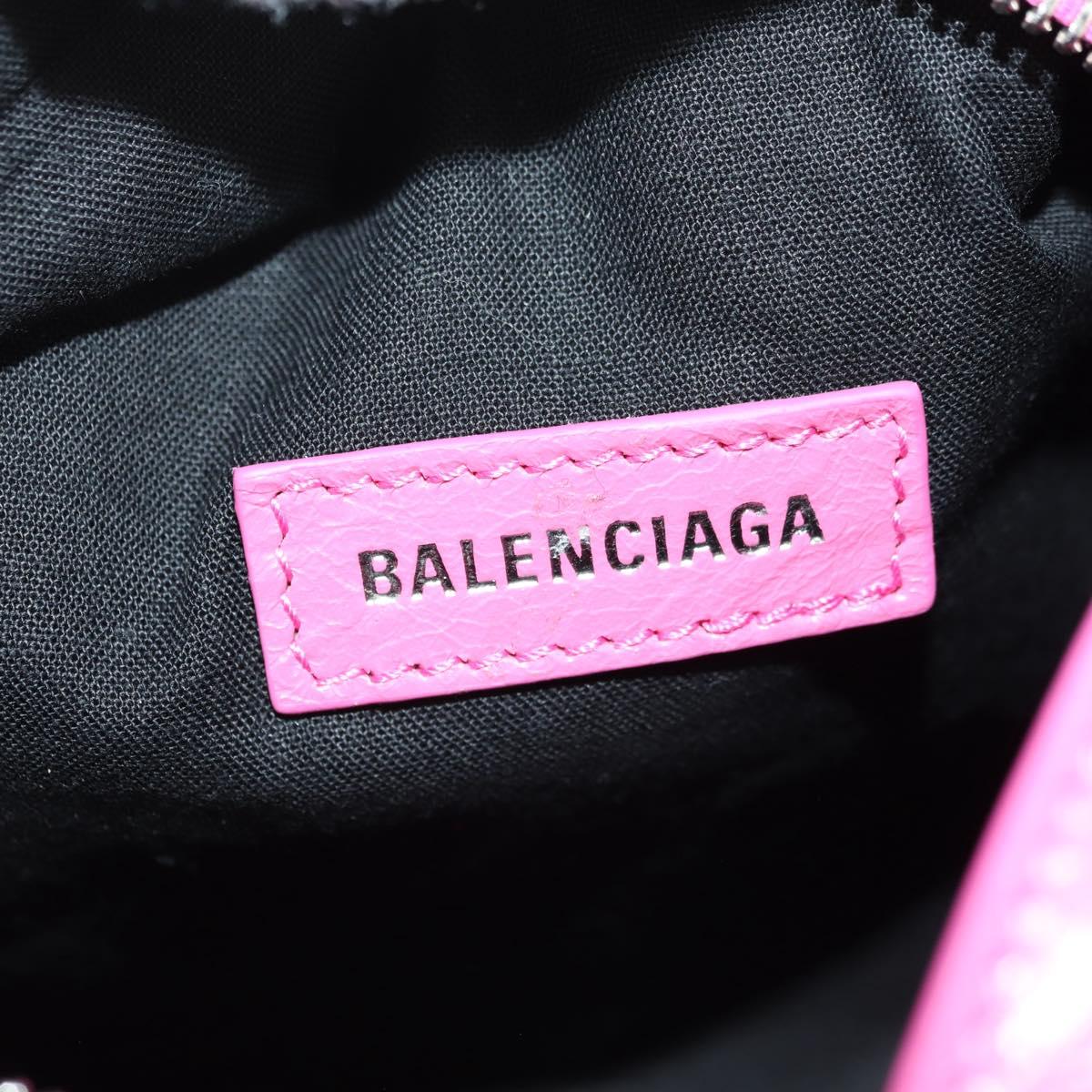 BALENCIAGA Super Busy Shoulder Bag Leather Pink Silver 762516 Auth 177134SM