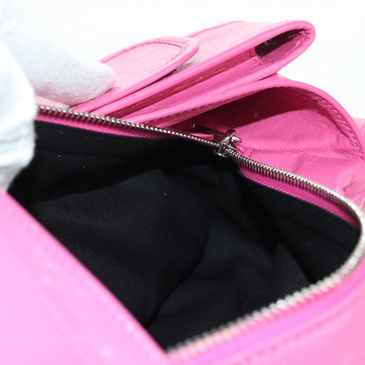 BALENCIAGA Super Busy Shoulder Bag Leather Pink Silver 762516 Auth 177134SM