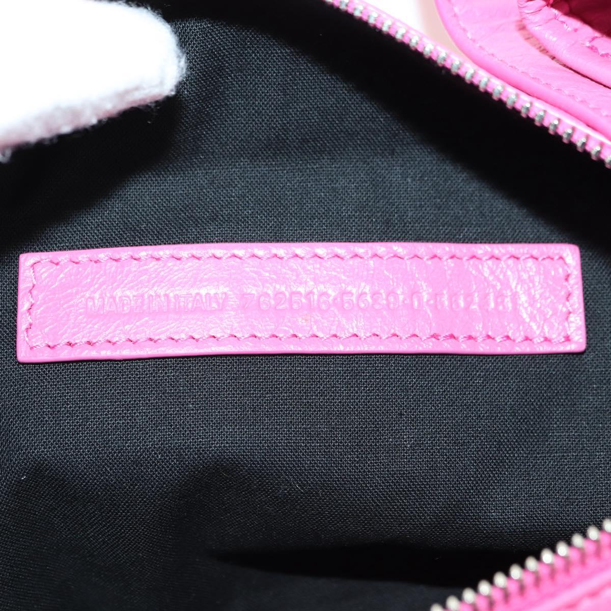 BALENCIAGA Super Busy Shoulder Bag Leather Pink Silver 762516 Auth 177134SM